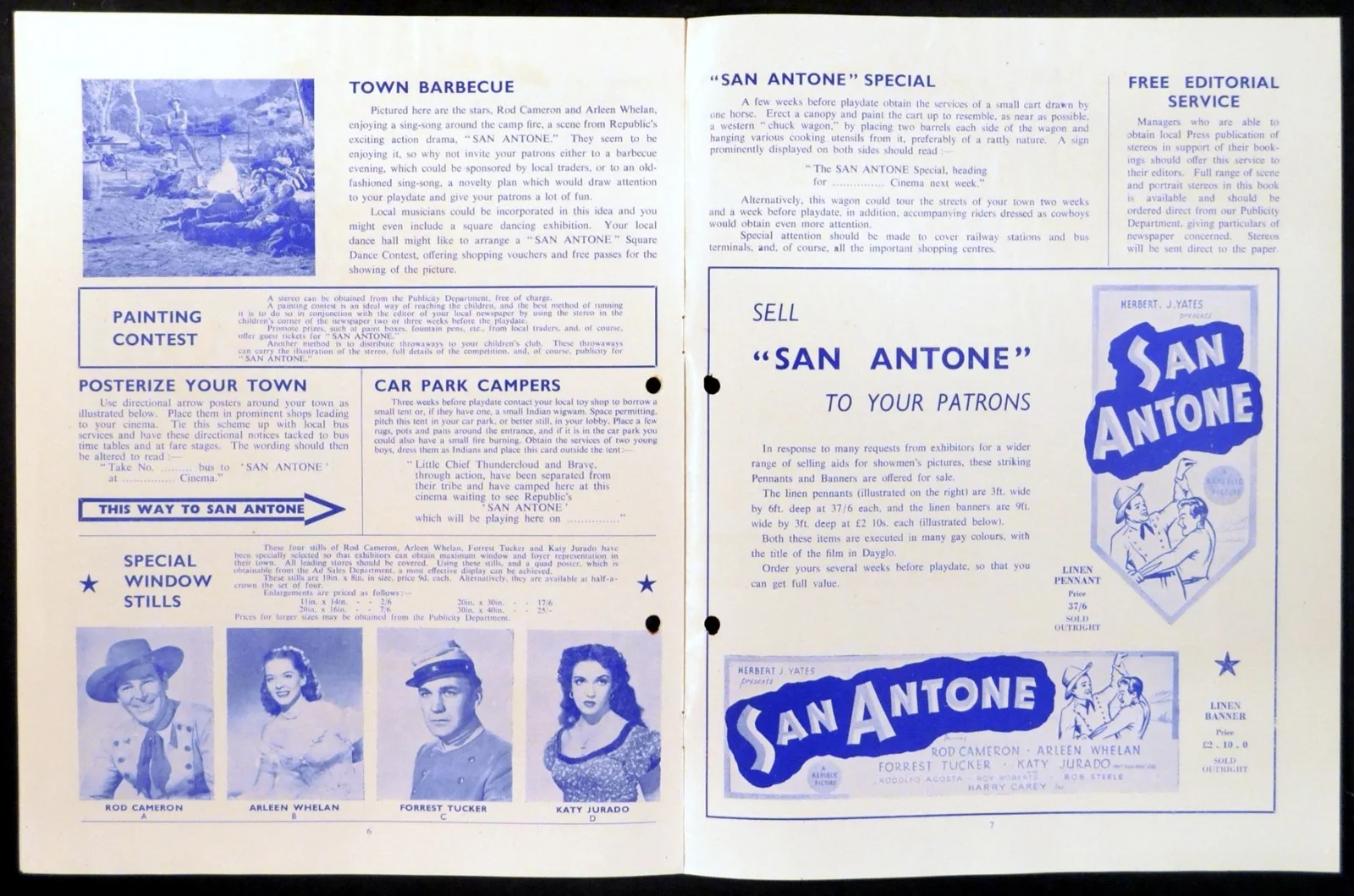 SAN ANTONE 1953 Rod Cameron, Arleen Whelan, Forrest Tucker UK CAMPAIGN BOOK, image 4