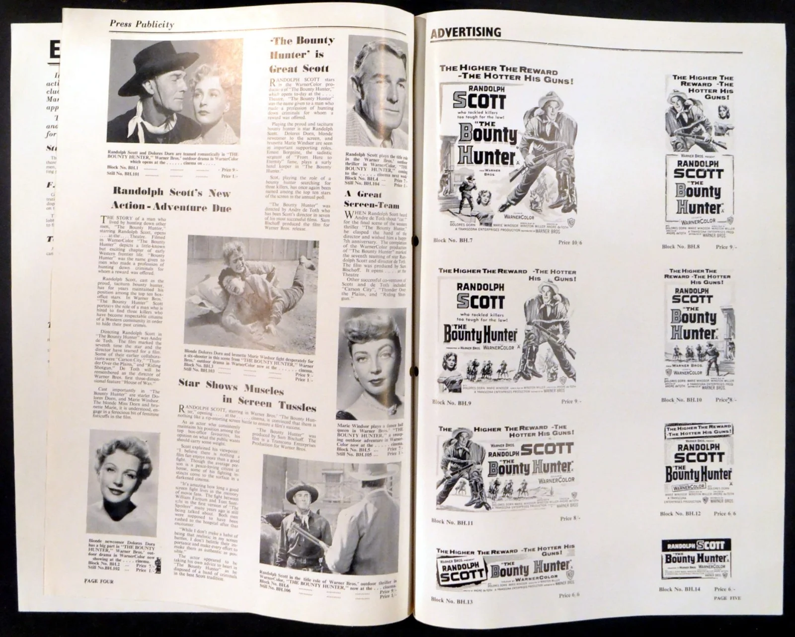 BOUNTY HUNTER 1954 Randolph Scott, Dolores Dorn, Marie Windsor UK CAMPAIGN BOOK, изображение 3