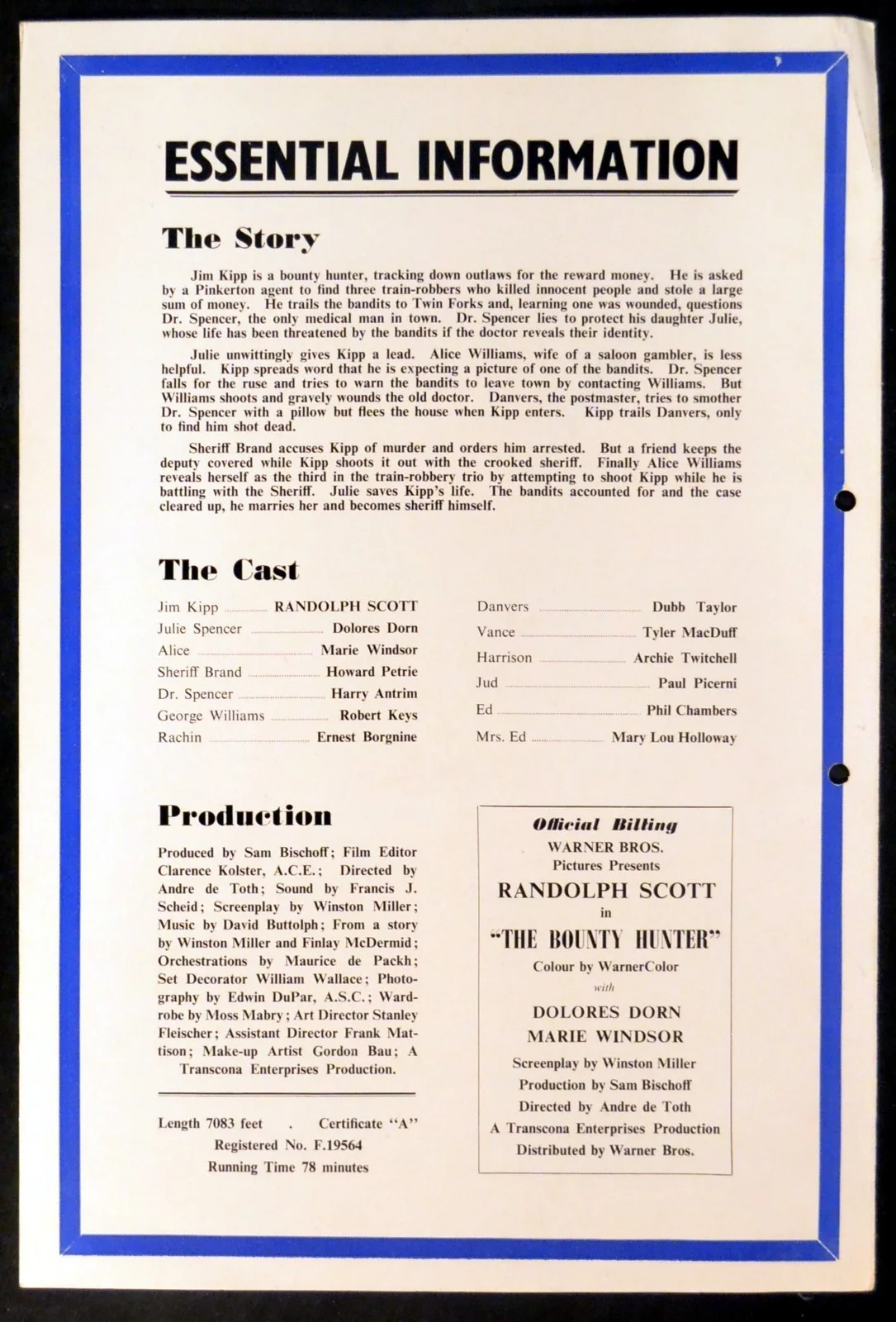 BOUNTY HUNTER 1954 Randolph Scott, Dolores Dorn, Marie Windsor UK CAMPAIGN BOOK, изображение 4