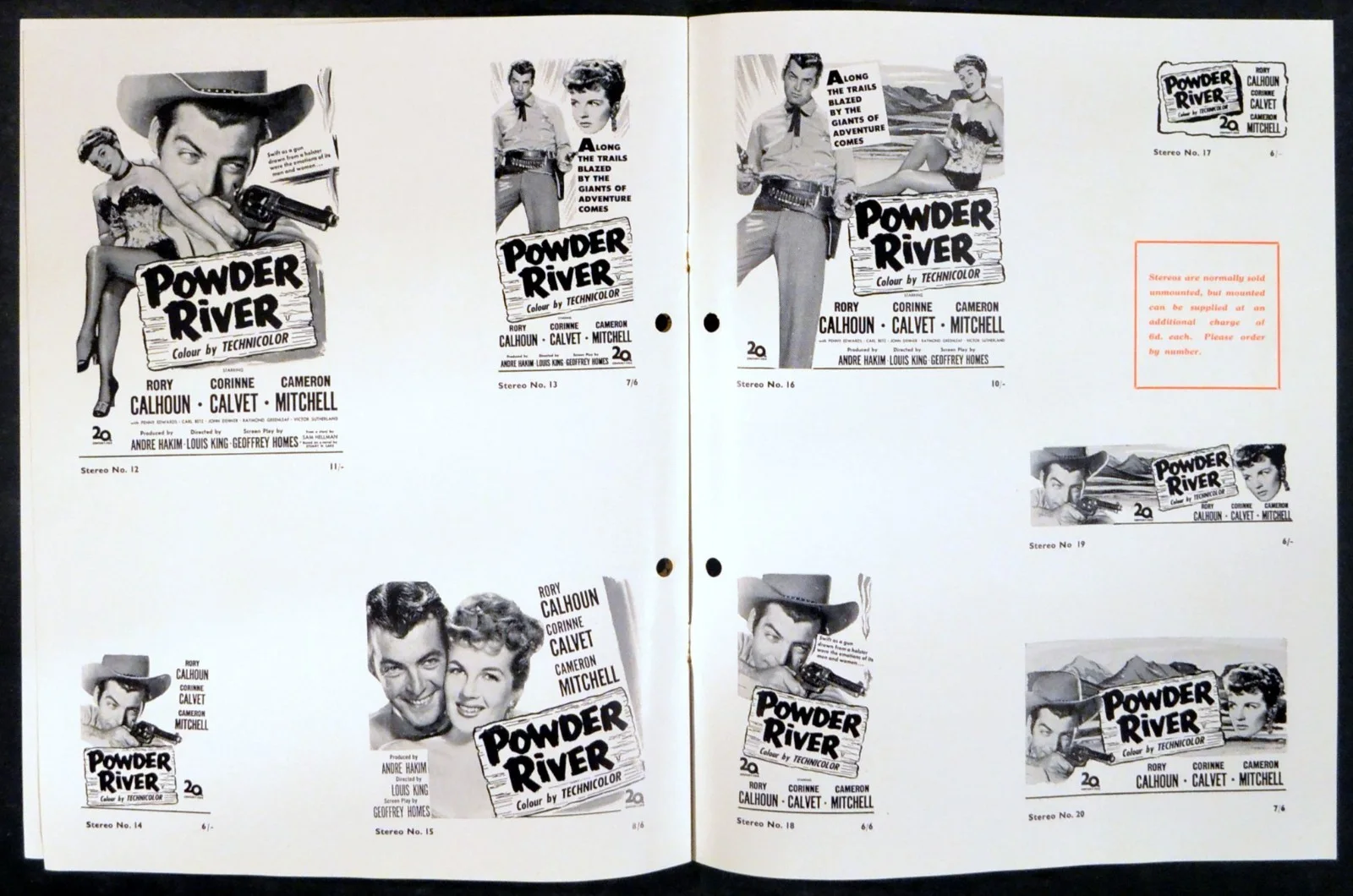 POWDER RIVER 1953 Rory Calhoun, Corinne Calvet, Cameron Mitchell UK PRESSBOOK, image 2