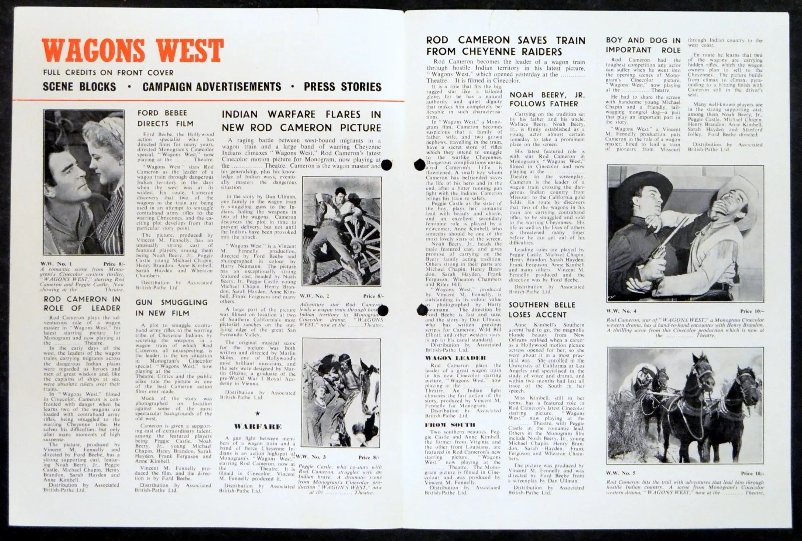 WAGONS WEST 1952 Rod Cameron, Noah Beery Jr., Peggie Castle UK CAMPAIGN BOOK, изображение 2