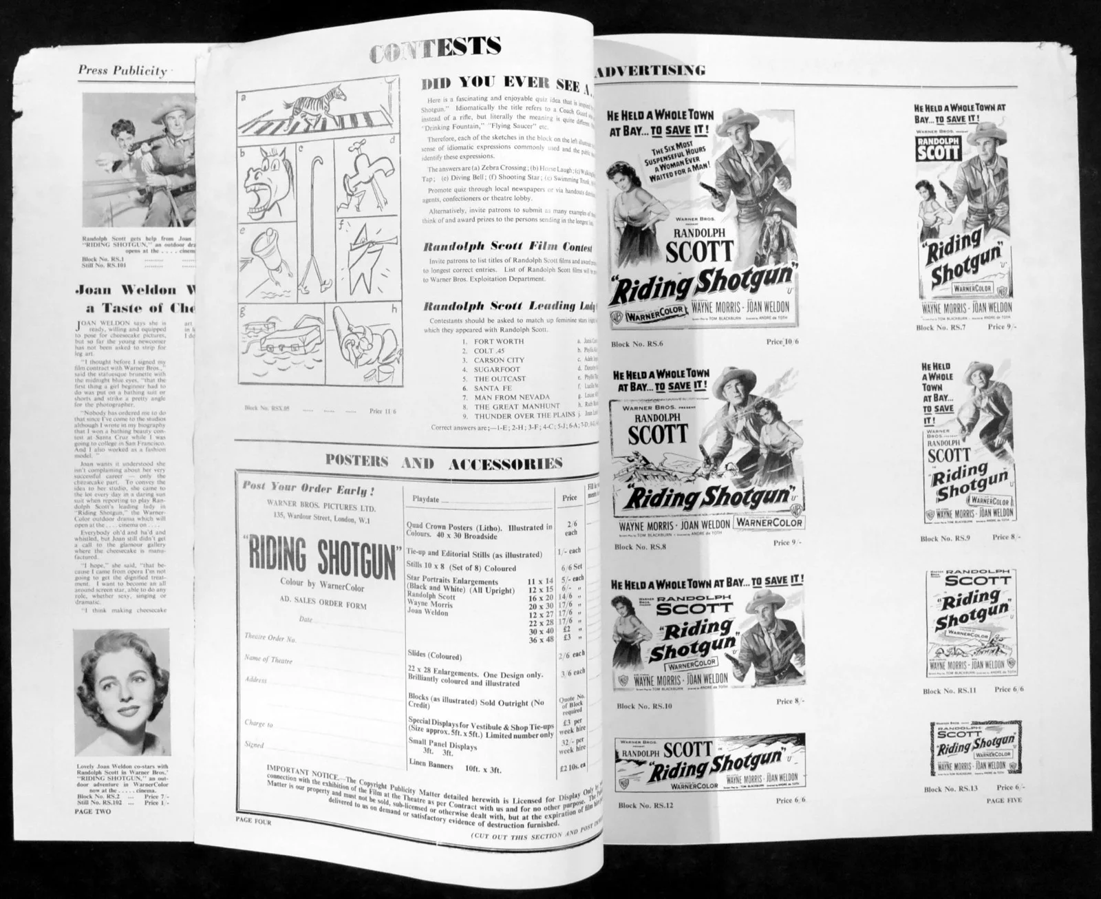 RIDING SHOTGUN 1954 Randolph Scott, Wayne Morris UK CAMPAIGN BOOK, image 2