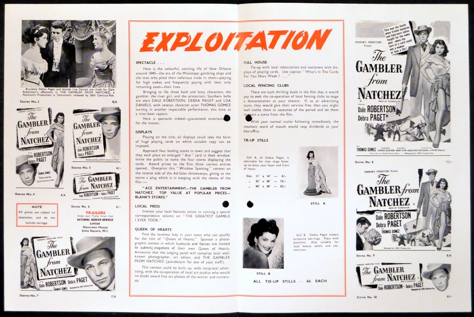 GAMBLER FROM NATCHEZ 1954 Dale Robertson, Debra Paget UK PRESSBOOK, изображение 2