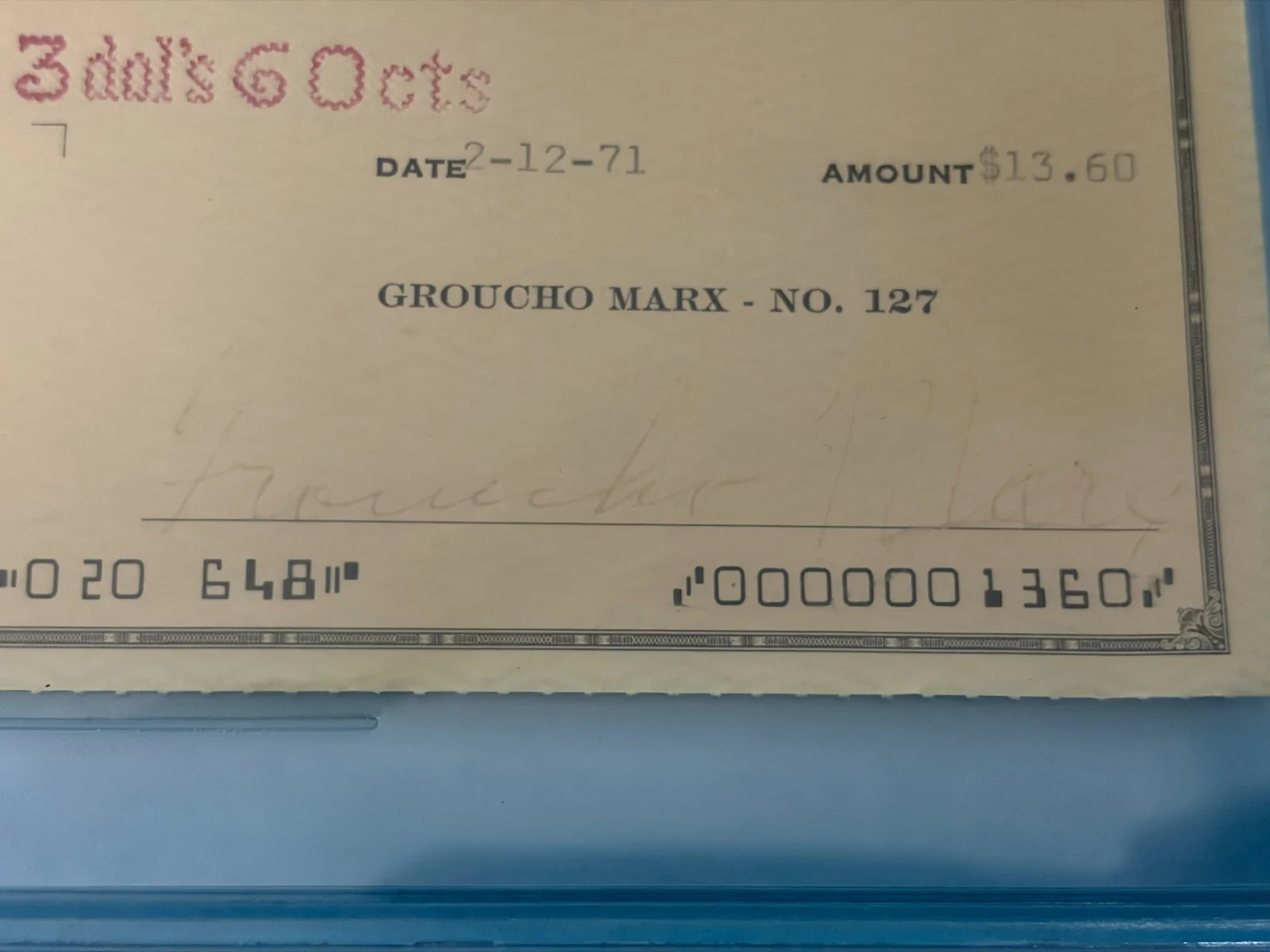 GROUCHO MARX COMEDIAN SIGNED Auto Autographed Check BECKETT BGS certified, image 2