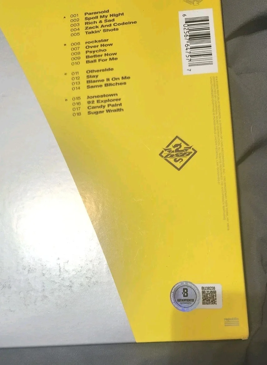 POST MALONE SIGNED BEERBONGS & BENTLEYS ALBUM VINYL RECORD LP BECKETT COA, изображение 2