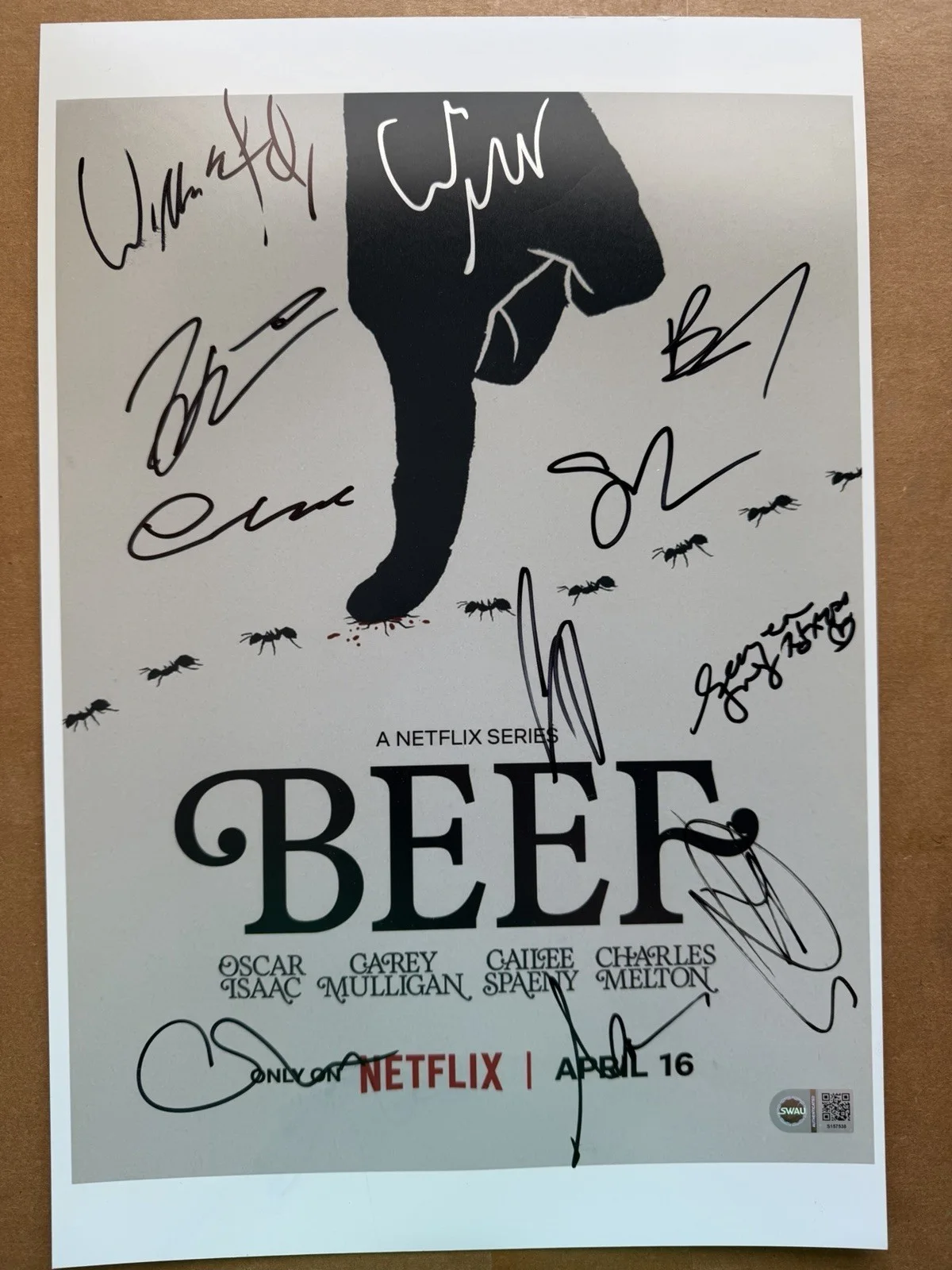 11 Signed Beef Cailee Spaeny Oscar Isaac Carey Mulligan Seoyeon Autograph SWAU, image 2