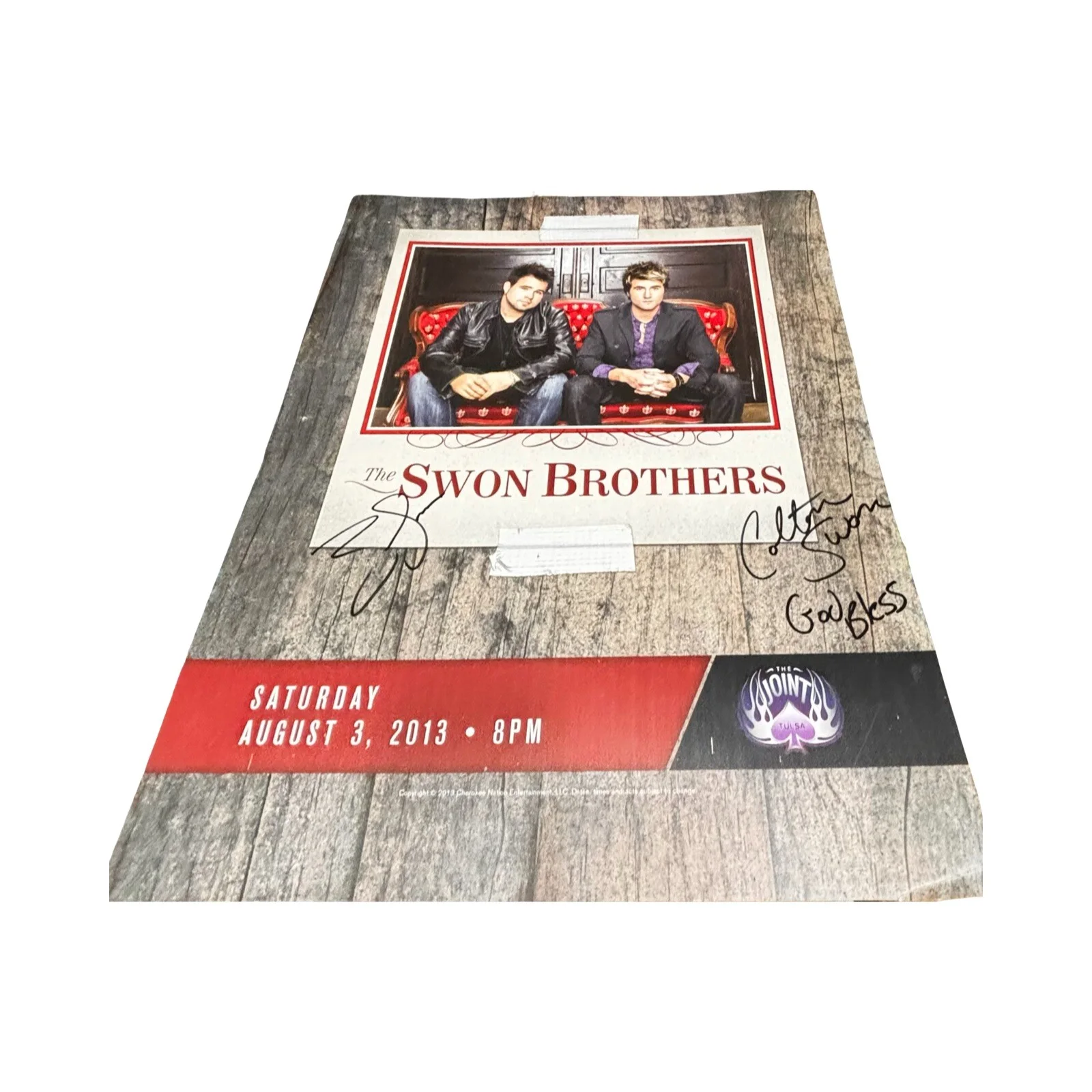 Swon Brothers SIGNED 2013 Promo Poster |Promotional THE JOINT Tulsa The Voice, изображение 2