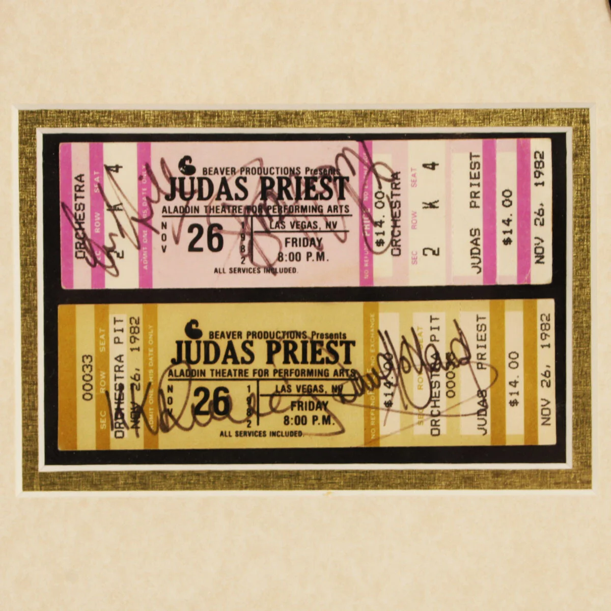 Judas Priest Band Signed Concert Ticket Display - COA JSA, image 2