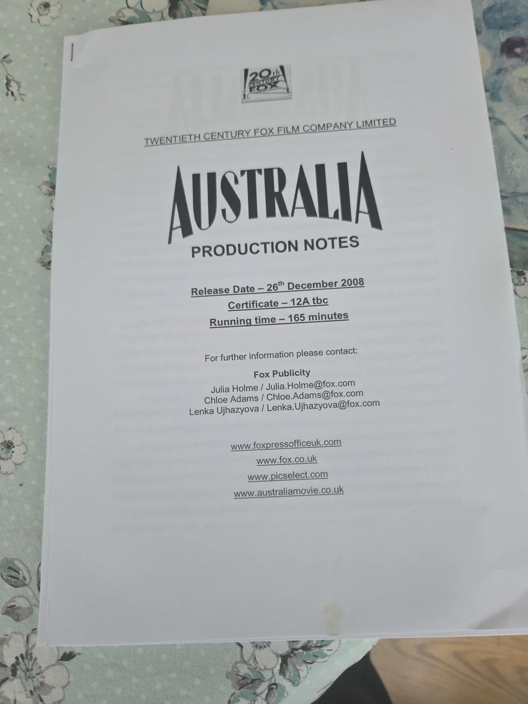 AUSTRALIA Film Media Press Kit And Ticket And Prod Notes , Wallet And Holder, image 4