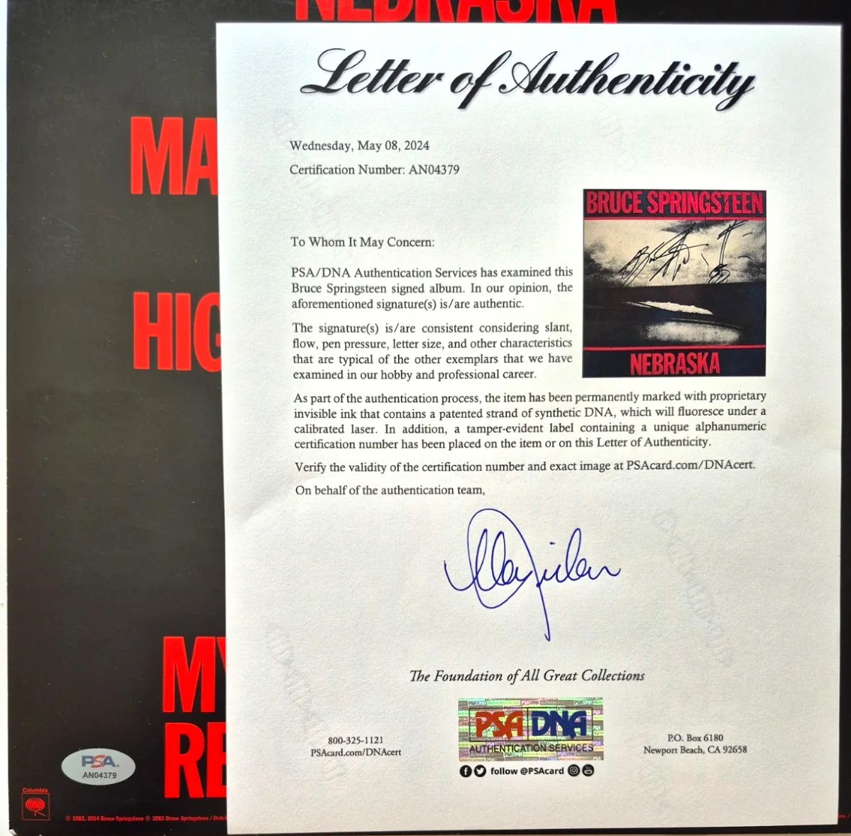 BRUCE SPRINGSTEEN SIGNED AUTOGRAPHED NEBRASKA ALBUM W/ GUITAR SKETCH PSA LOA, image 4
