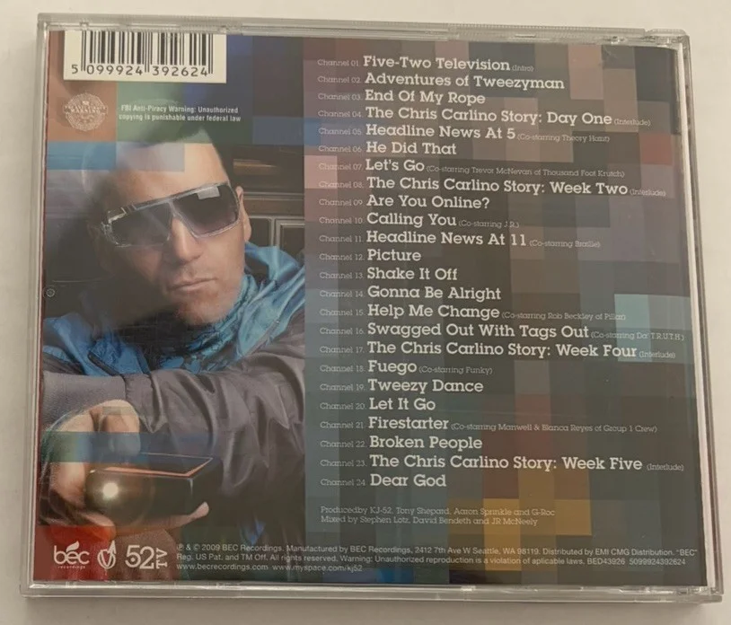 KJ-52 Five-Two Television CD 2009 Signed Autographed BEC Jonah Sorrentino VG, image 2