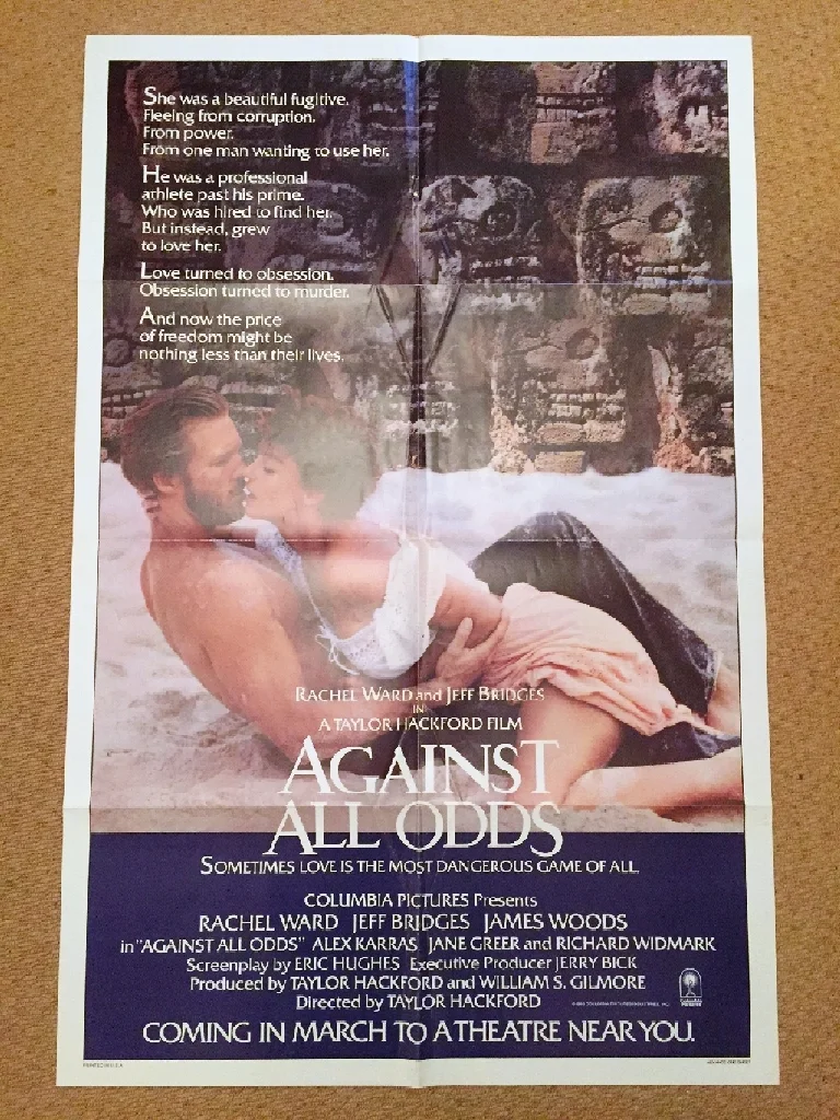 AGAINST ALL ODDS Original Movie Film Poster JEFF BRIDGES RACHEL WARD JAMES WOODS, изображение 2