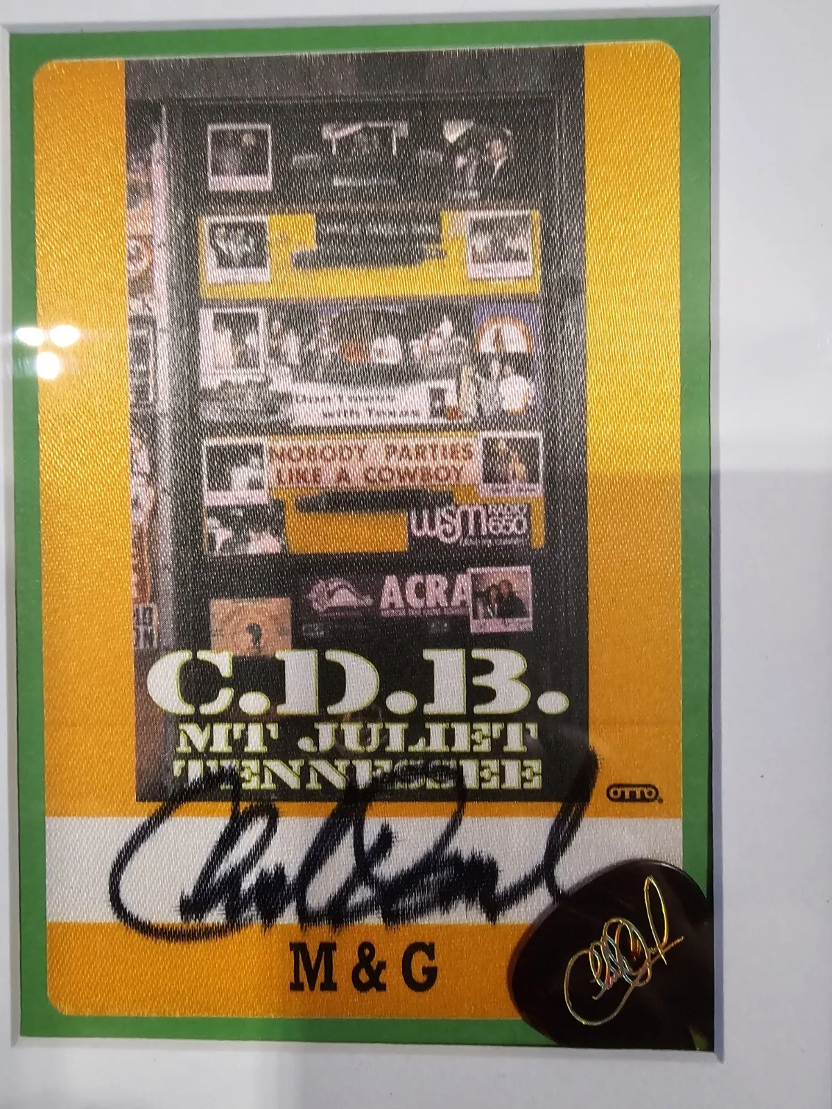 Charlie Daniels (3 various) Signed Backstage Passes & Tour Pick Frame & Matte, image 4