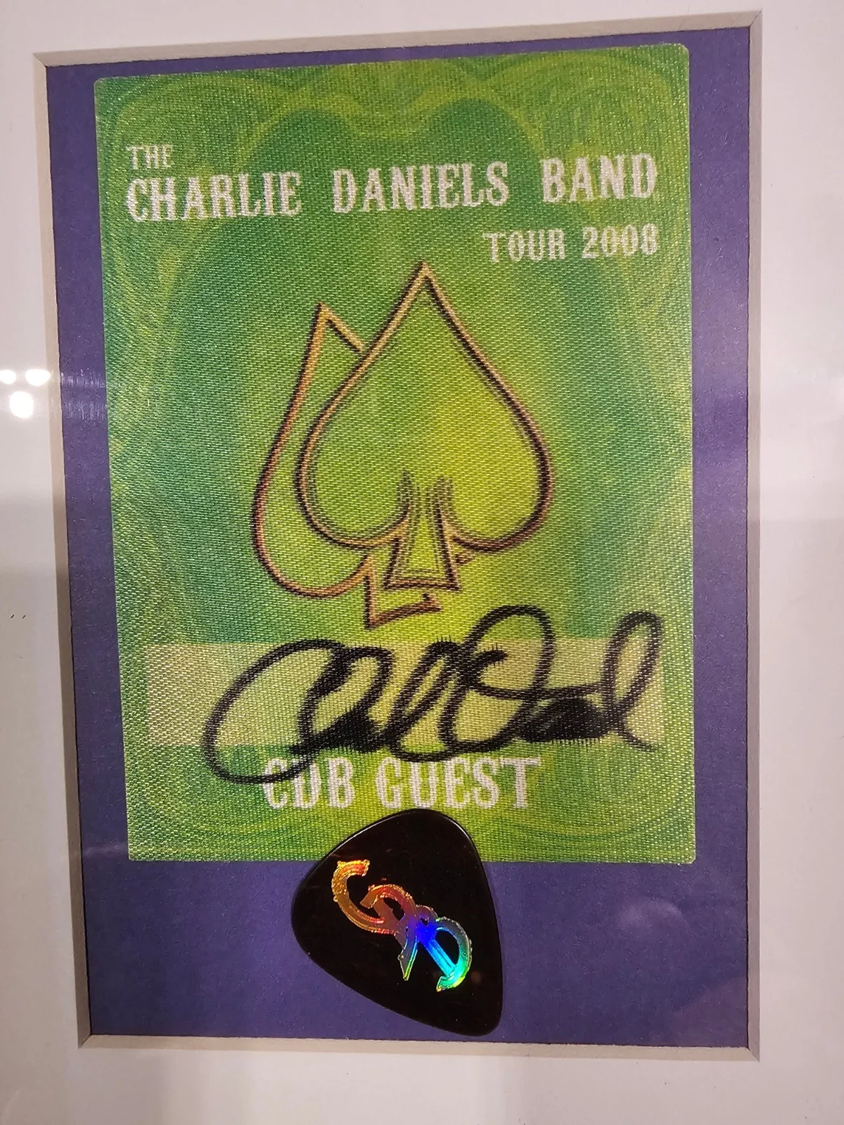 Charlie Daniels (3 various) Signed Backstage Passes & Tour Pick Frame & Matte, image 5