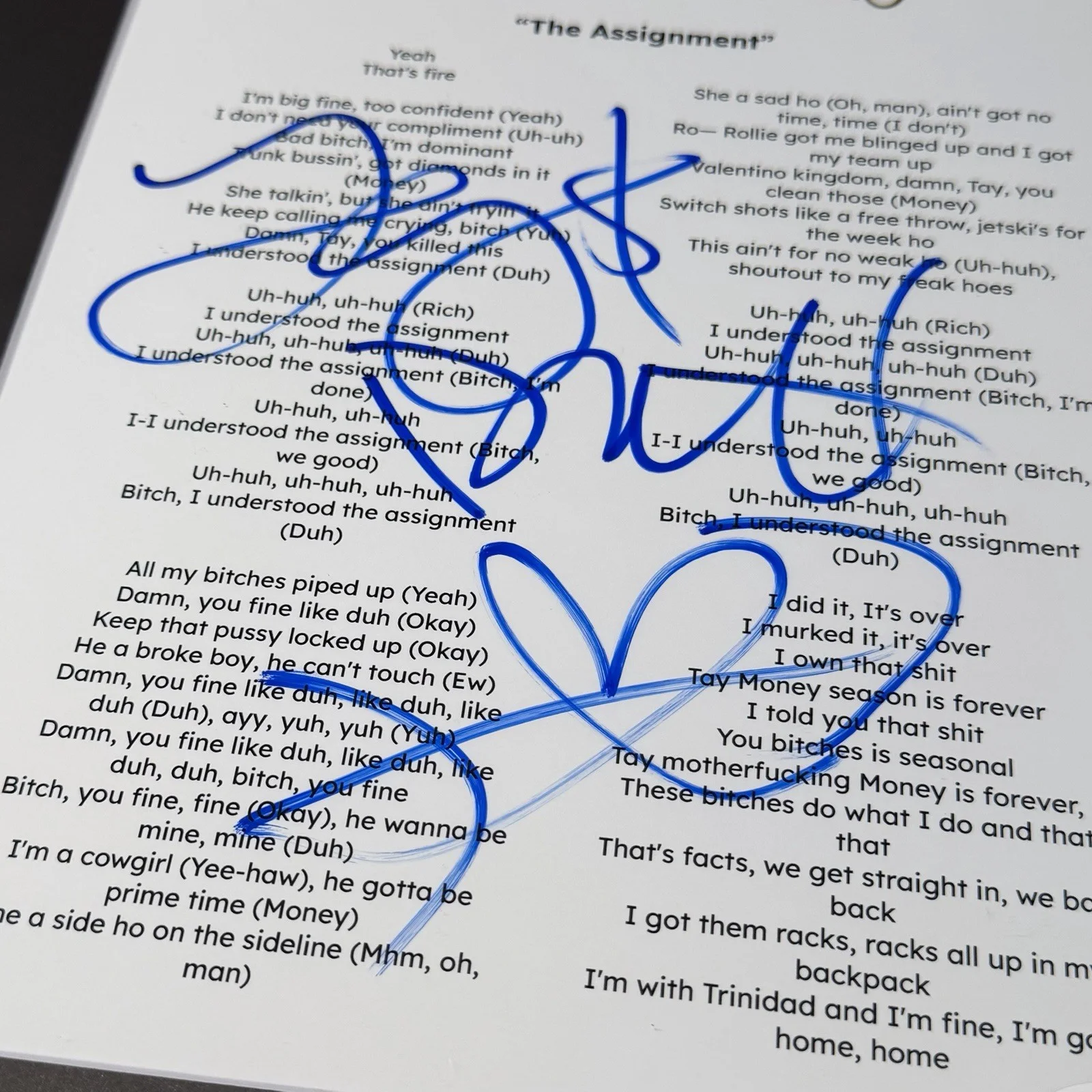 TAY MONEY RAPPER SIGNED ASSIGNMENT LYRIC SHEET FRAMED AUTOGRAPH JSA COA, image 3