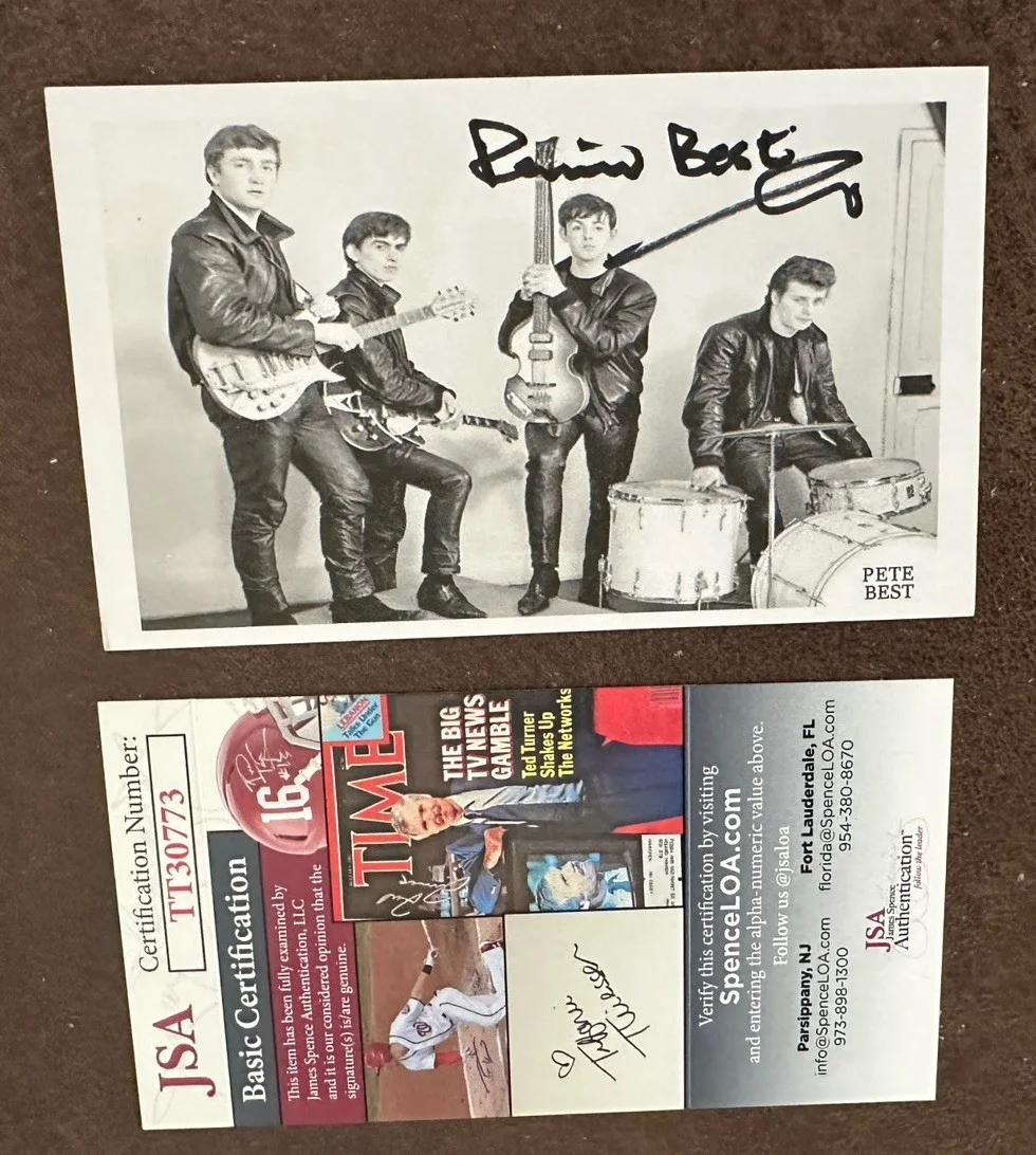 Pete Best Beatles Drummer Autographed Signed Index Card JSA, изображение 2