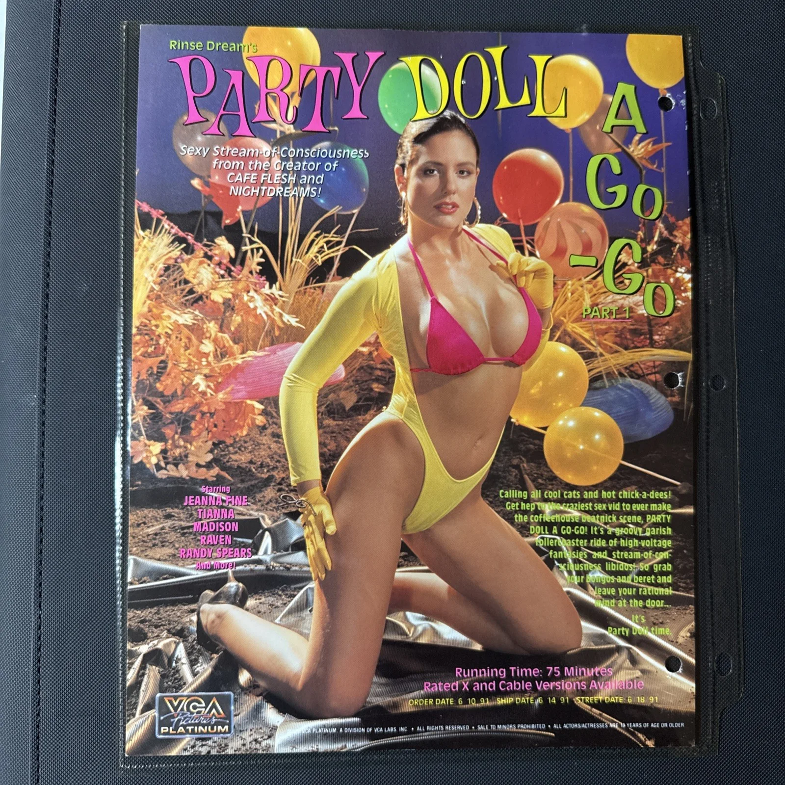Jeanna Fine — Vintage VHS Promo Ad PARTY DOLL A GO GO 1990s Video Store Catalog Art Jenna Fine, изображение 2