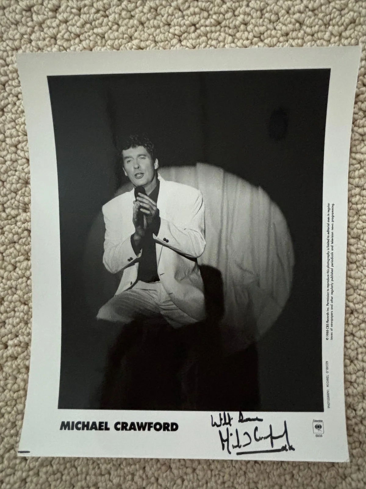Michael Crawford — Michael Crawford – Signed Black & White photo (8” x 10”)