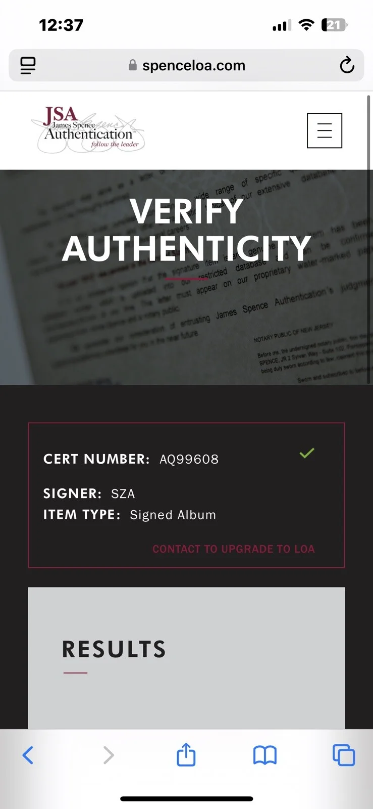 SZA Solána Rowe Signed Autographed CTRL Vinyl LP AUTHENTICATED W/ COA & Receipt, image 2