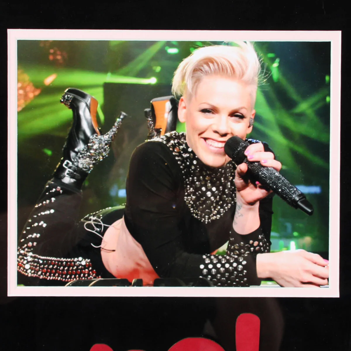 Pink Signed Photo Plexsie Glass Display 18x27 - COA JSA, image 5
