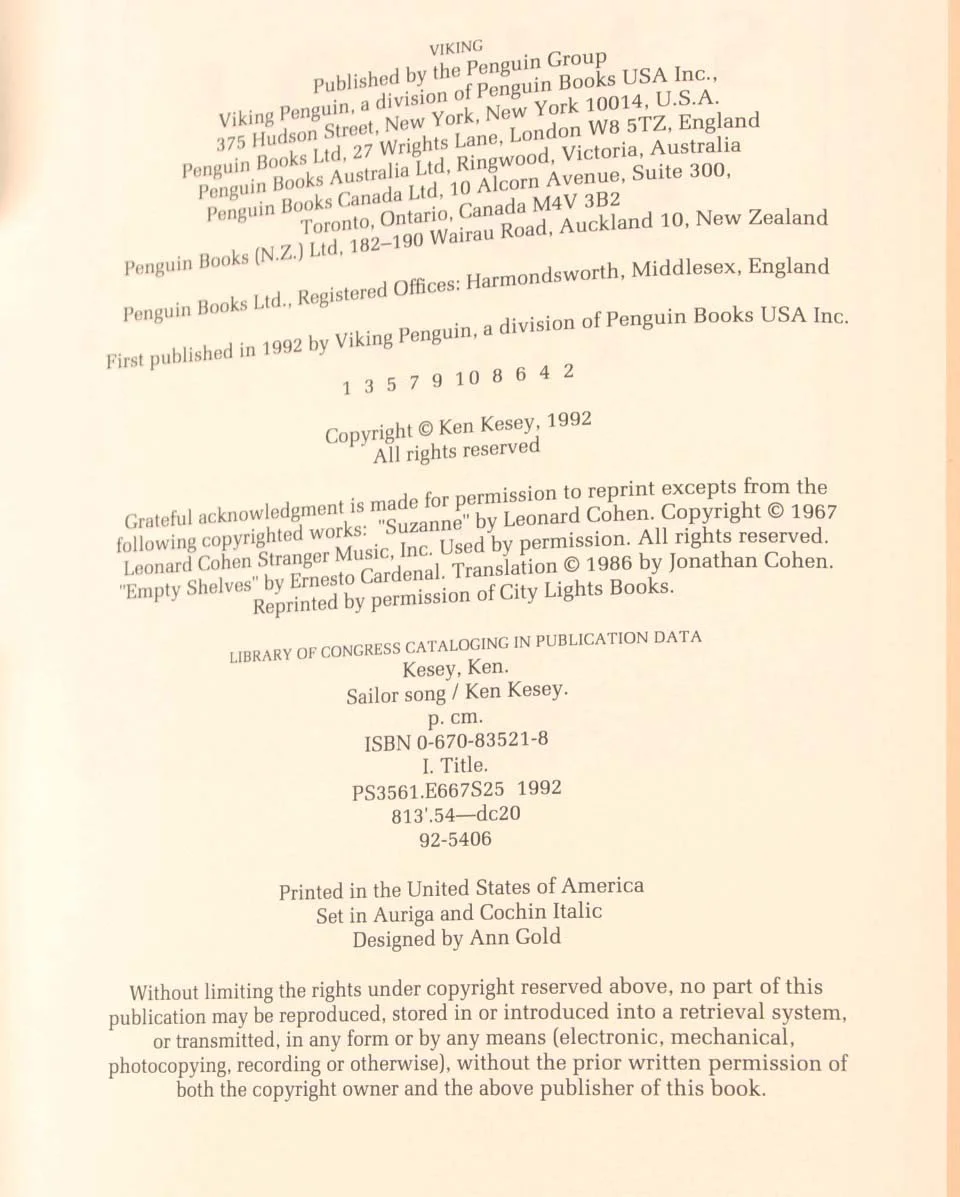 Sailor Song Book Signed Ken Kesey, image 5