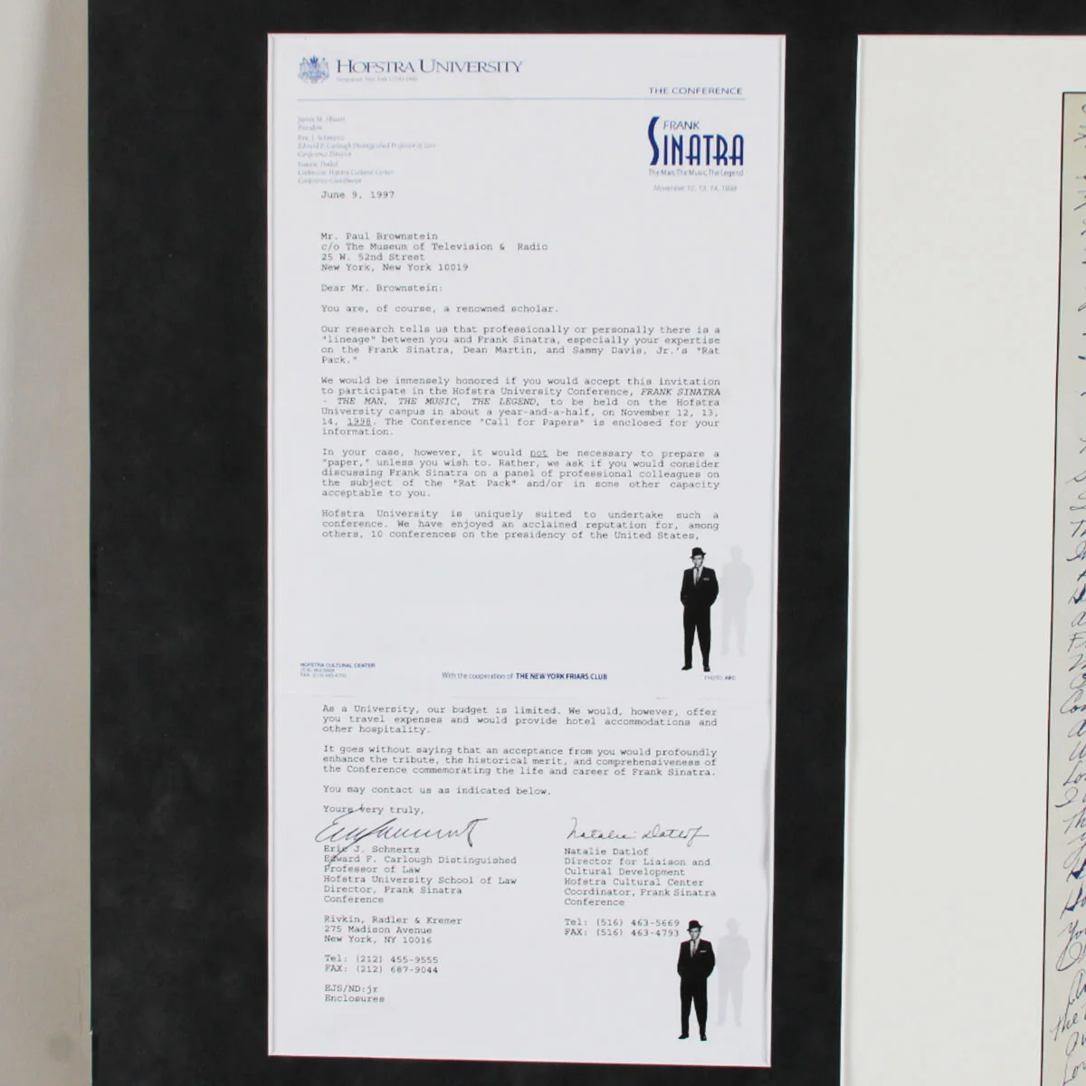 LeRoy Neiman Signed Poster Display Frank Sinatra Conference at Hofstra Univer..., изображение 3