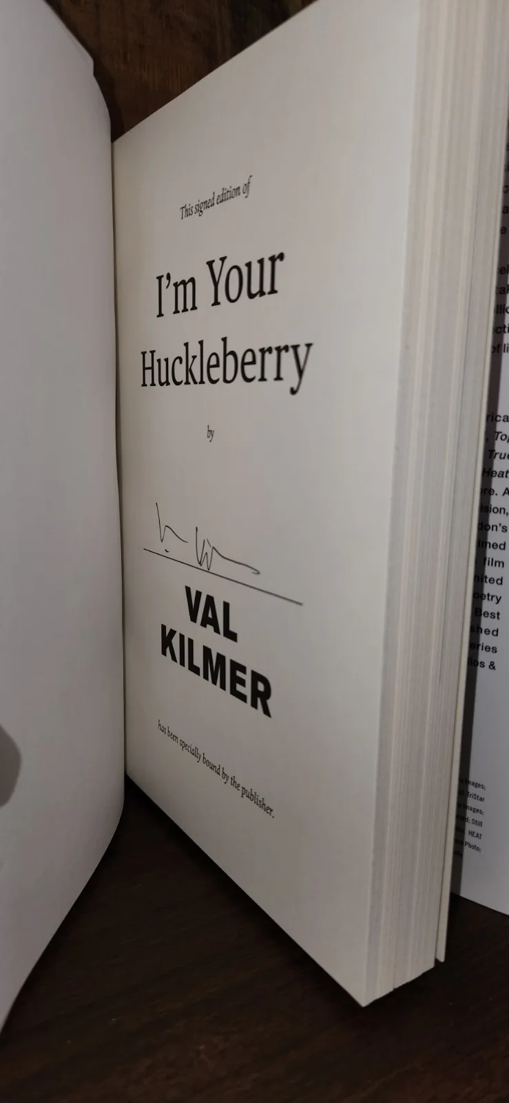 Val Kilmer New Never Opened Autographed I'm Your Huckleberry Book, image 2