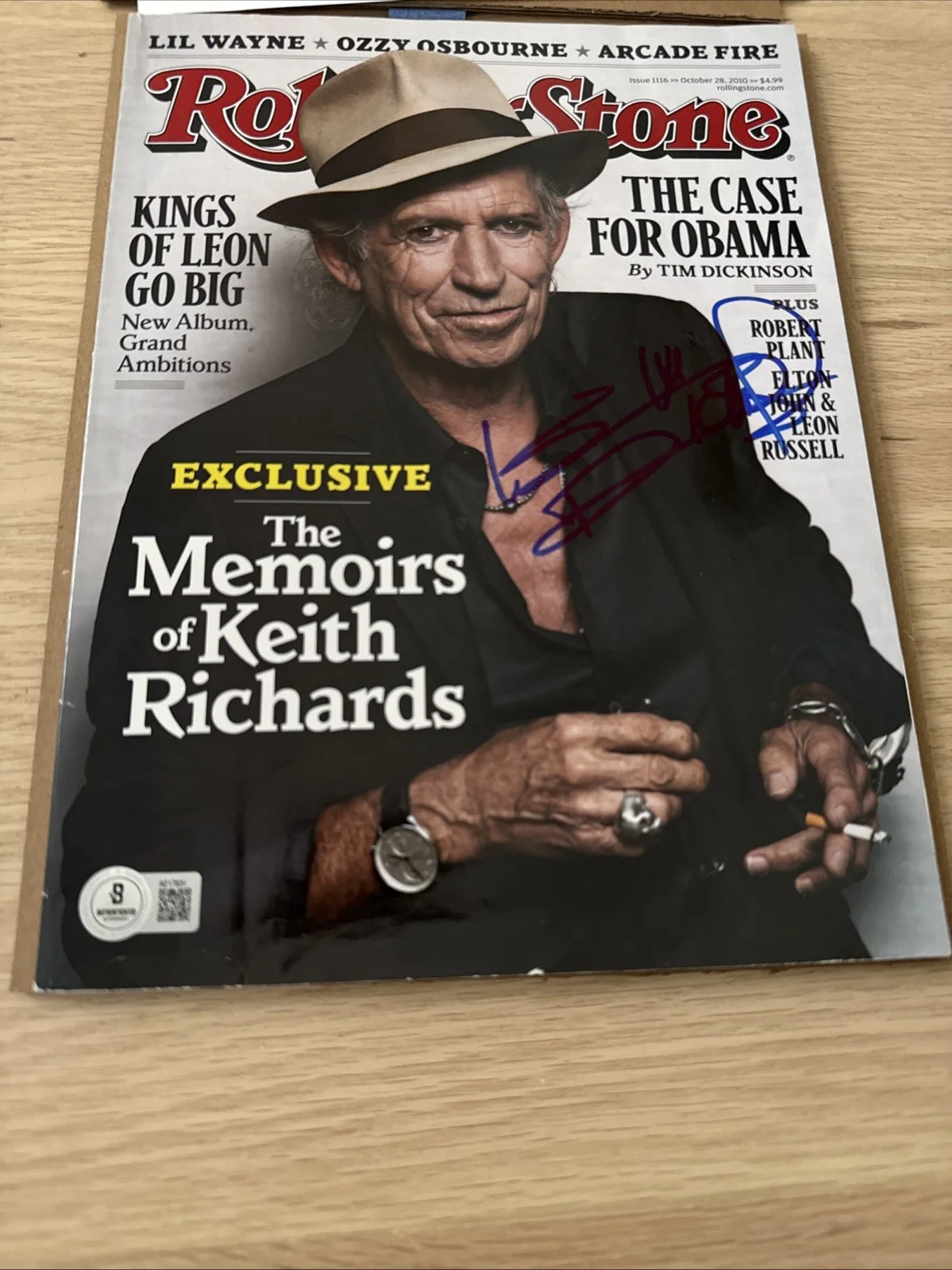 Keith Richards Rolling Stones Signed Rolling Stone Magazine Beckett COA LOA, image 2