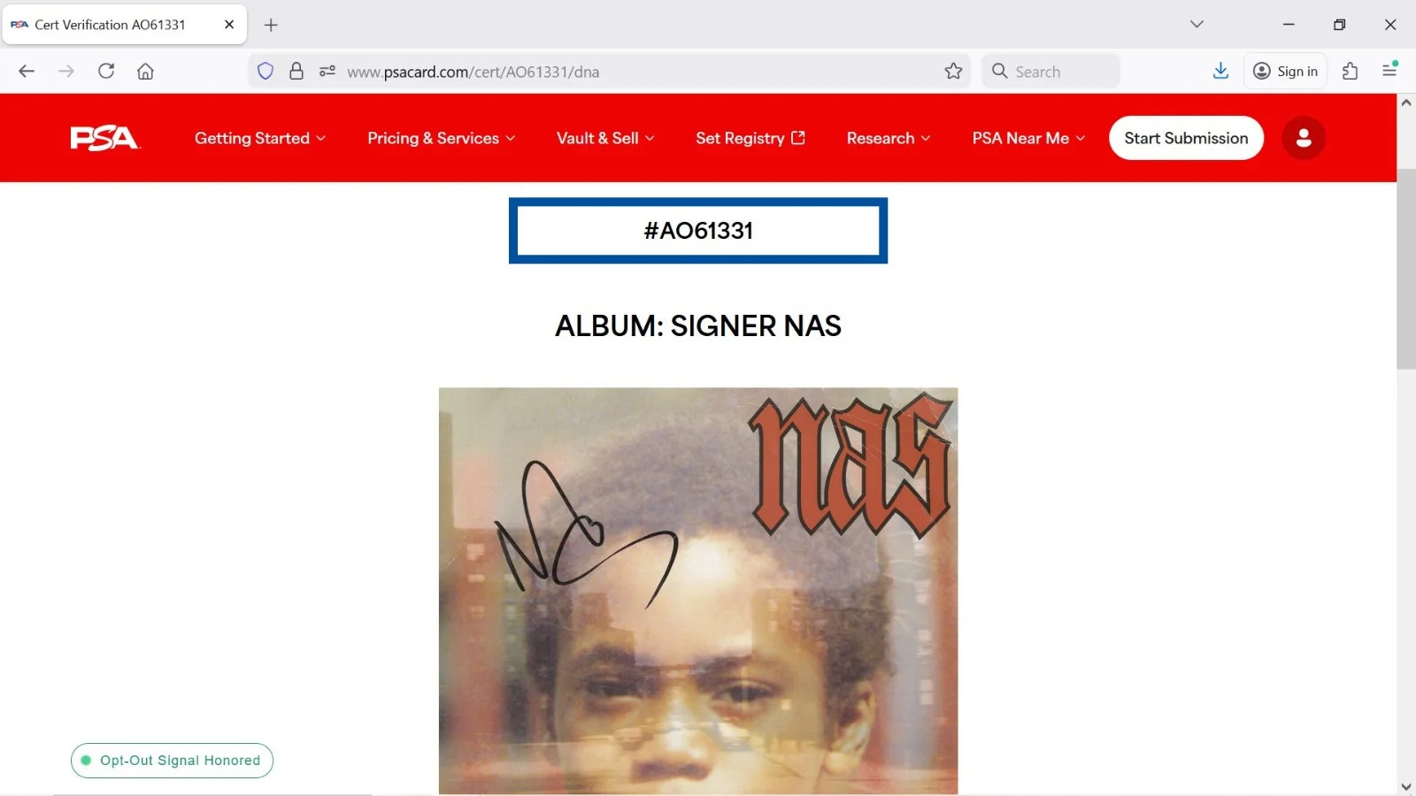 Nas — Nas - Illmatic (Nas Signed (Autographed)) [Very Good Vinyl Jacket], image 3