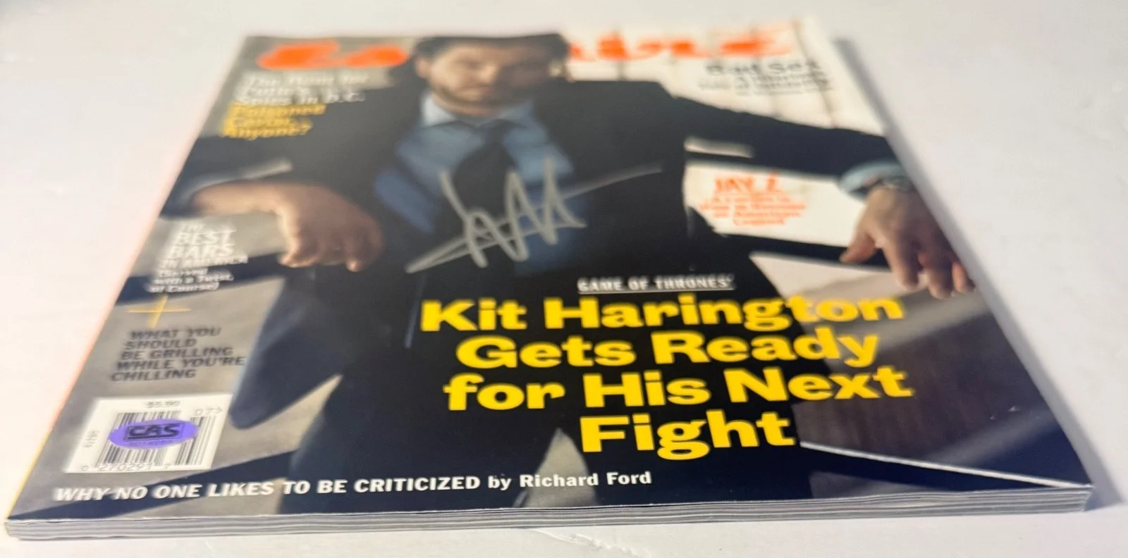 Kit Harington — Kit Harington Signed Esquire Magazine 2017 Game of Thrones Jon Snow CAS COA, изображение 4