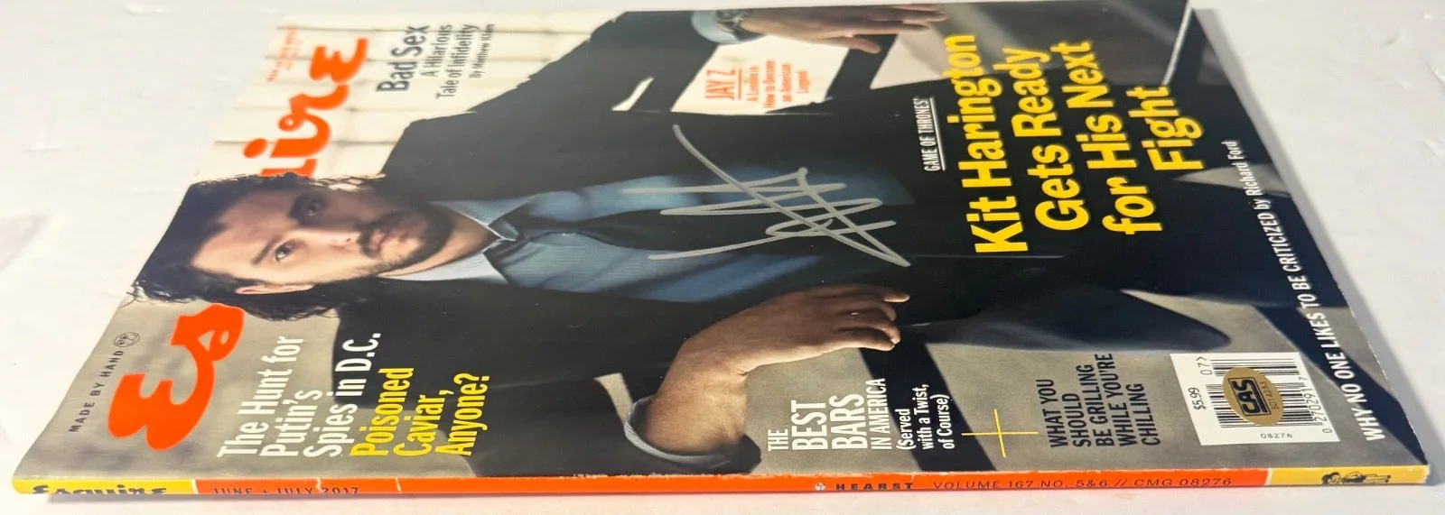 Kit Harington — Kit Harington Signed Esquire Magazine 2017 Game of Thrones Jon Snow CAS COA, изображение 5