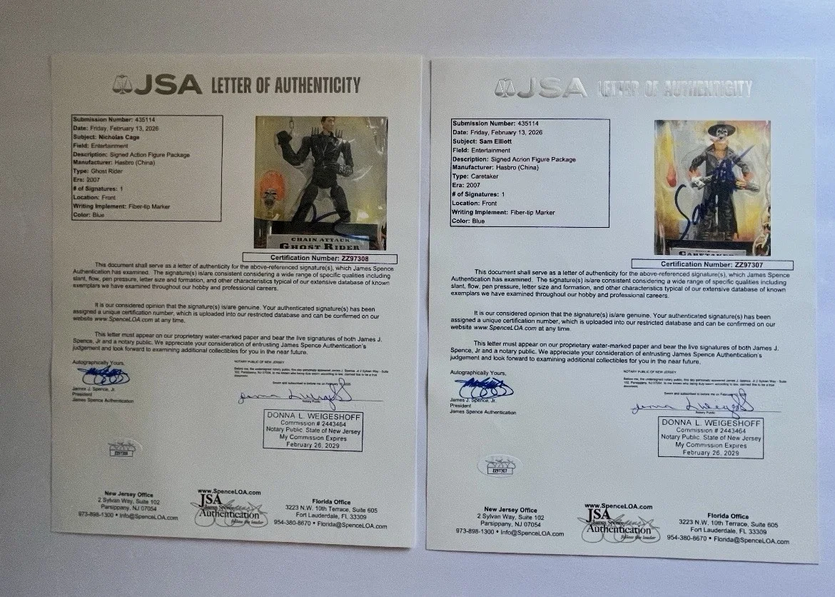 Nicholas Cage Sam Elliott signed autograph Ghost Rider figures Very Rare JSA LOA, image 5