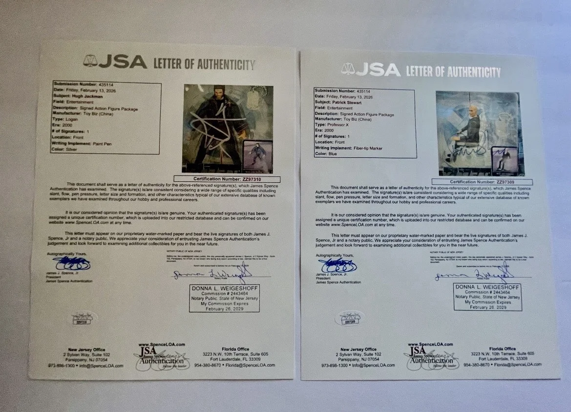 Hugh Jackman Patrick Stewart signed autograph X-Men The Movie 6" figures JSA LOA, image 4