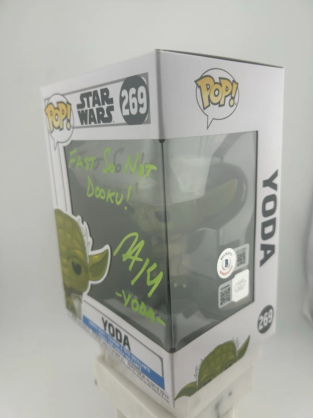 Peter Kelamis — Yoda Star Wars Peter Kelamis Signed Funko 269 Beckett & OC Cert W/ Inscription, изображение 2