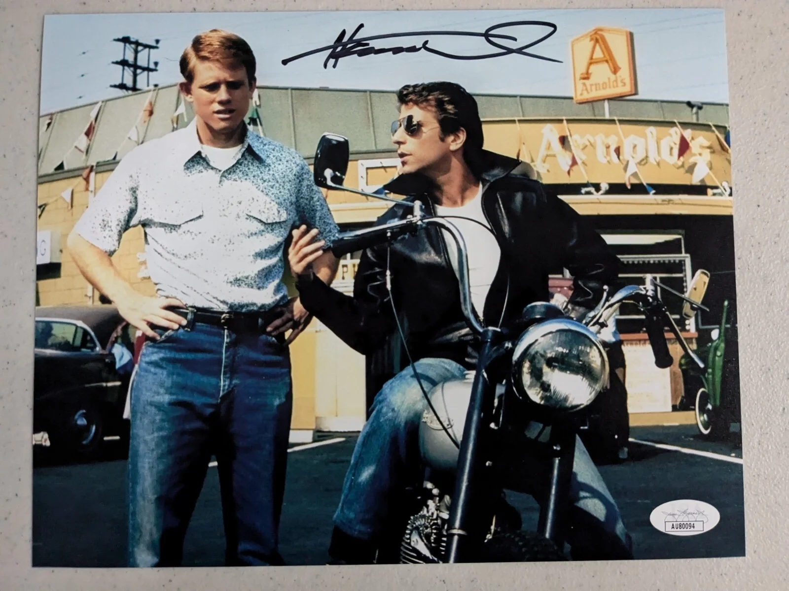 Henry Winkler — HENRY WINKLER Signed 8x10 Photo FONZIE Happy Days Autograph JSA COA bike
