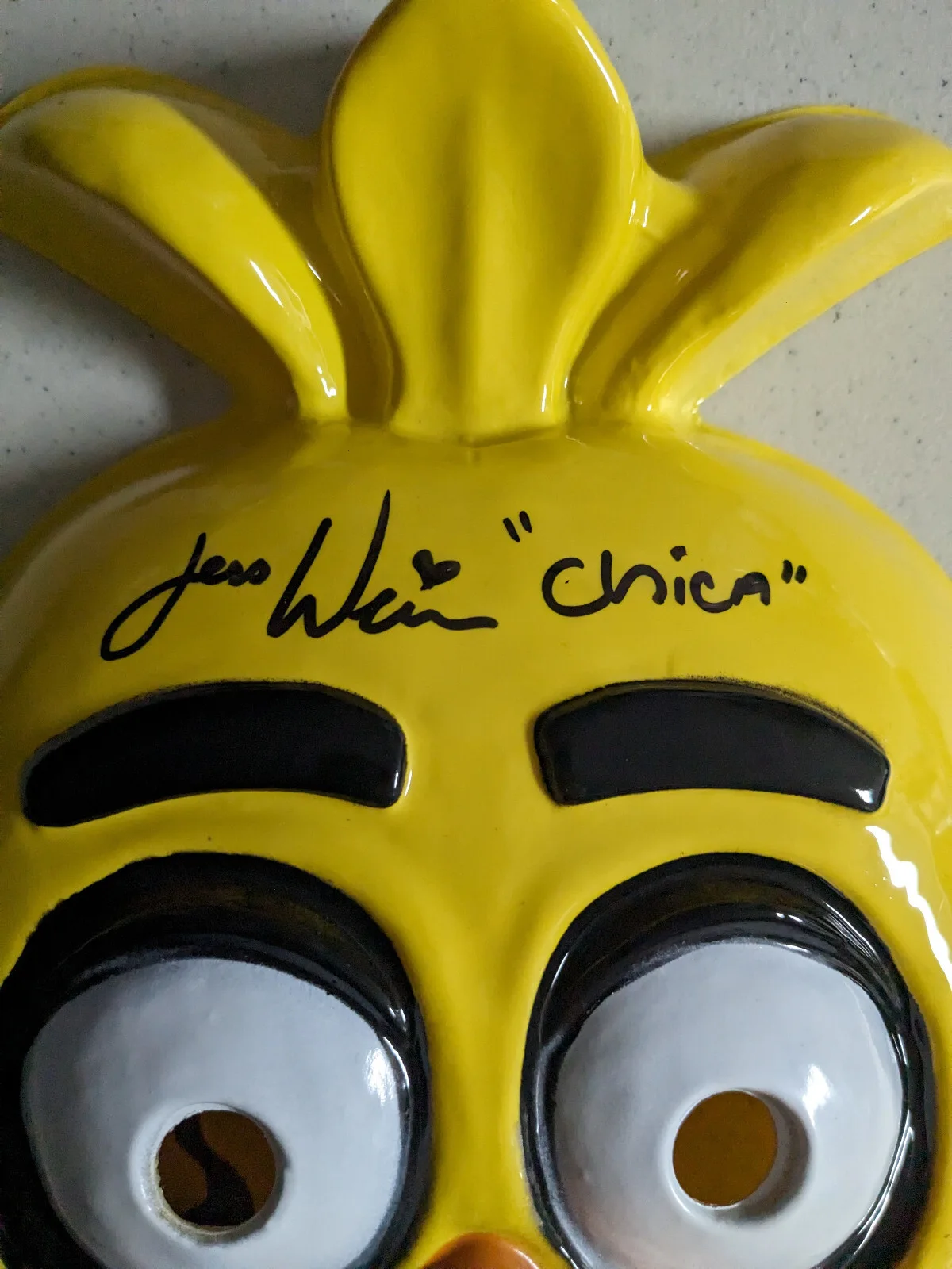 Jess WEISS Signed Chica MASK Five Nights at Freddy's FNAF JSA COA, изображение 2