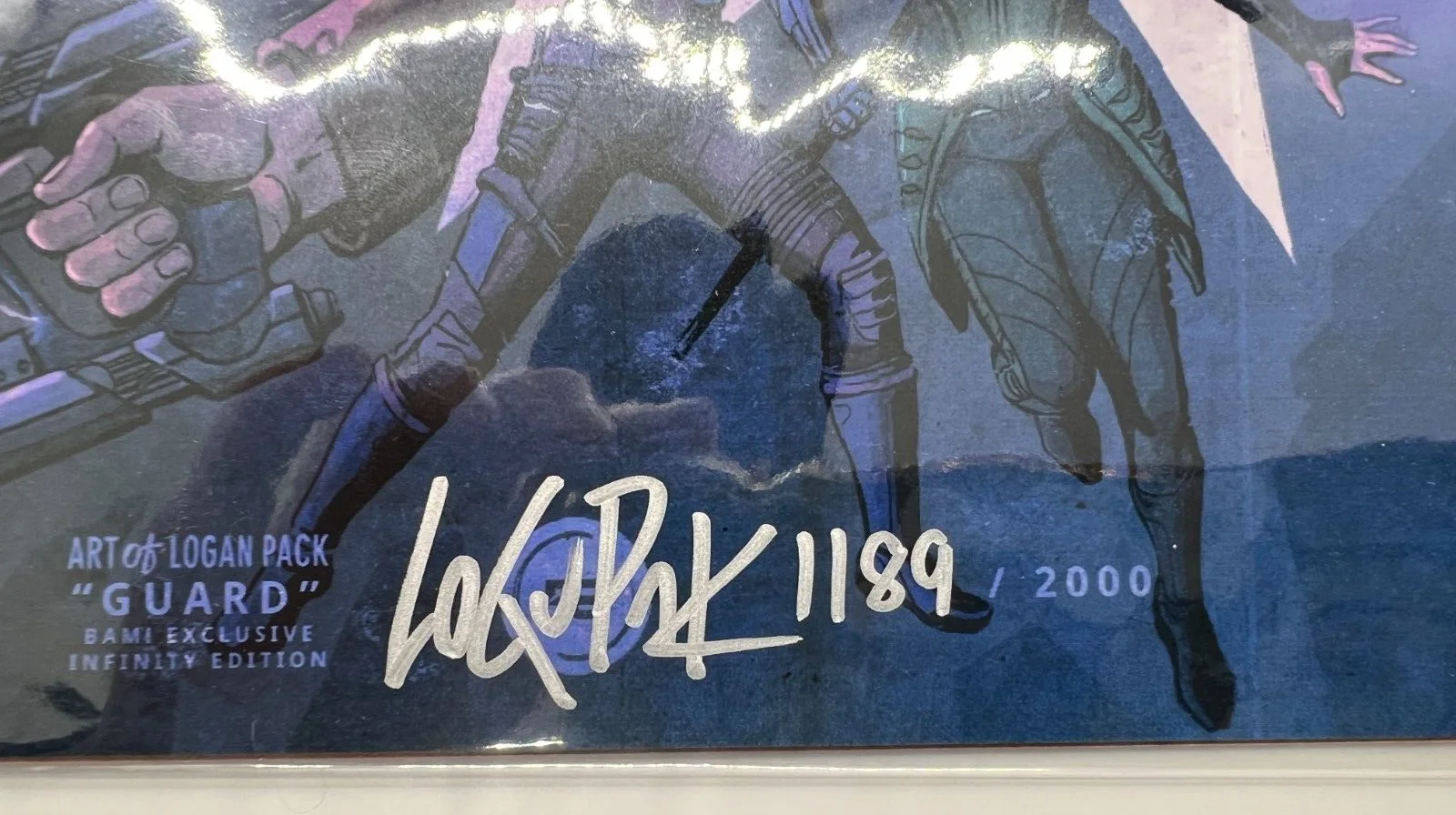 LOGAN PACK — Bam ~ Logan Pack Signed Infinity War 2/3 #1189/2000 ~ "GUARD" Print COA, image 2