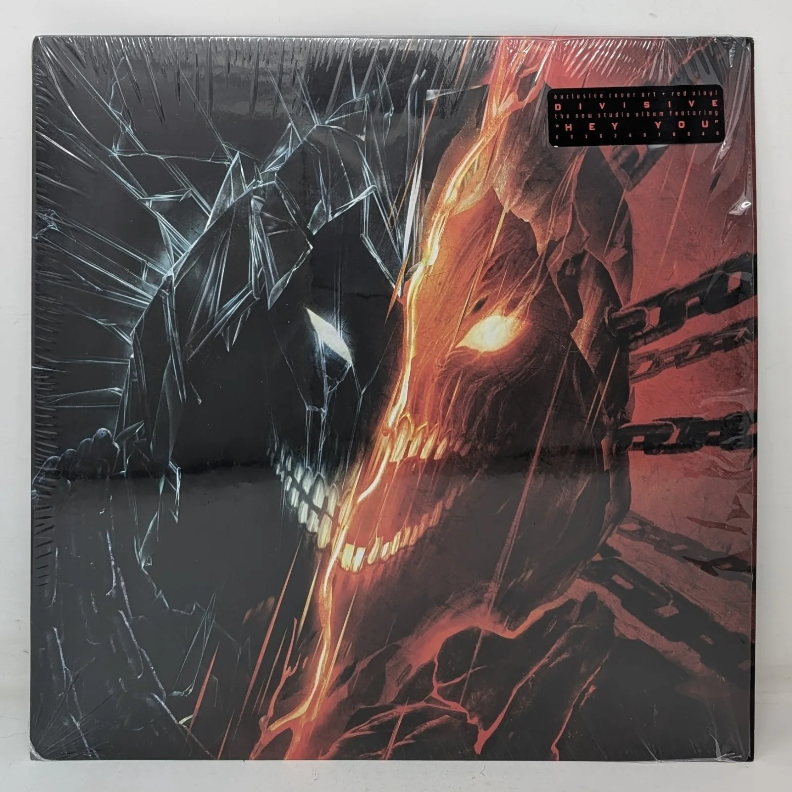 David Draiman Dan Donegan Mike Wengren John Moyer — Disturbed Signed Print Divisive Red Translucent Vinyl Record Autographed 2022, image 3