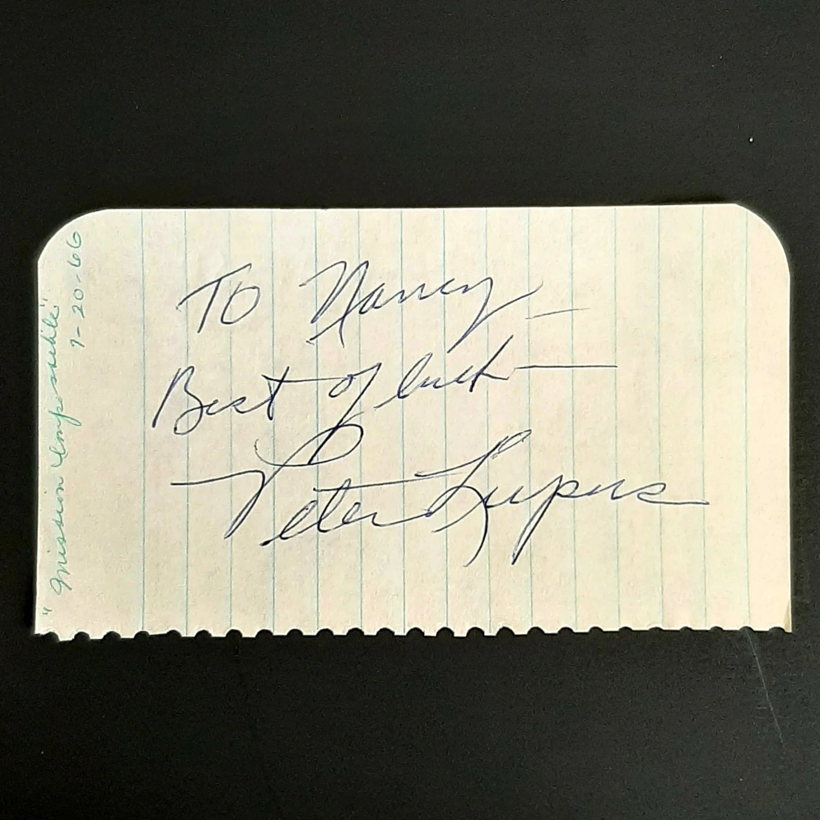 Peter Lupus — 1966 Signed Autograph Actor/Bodybuilder Peter Lupus Mission Impossible TV Series, image 2