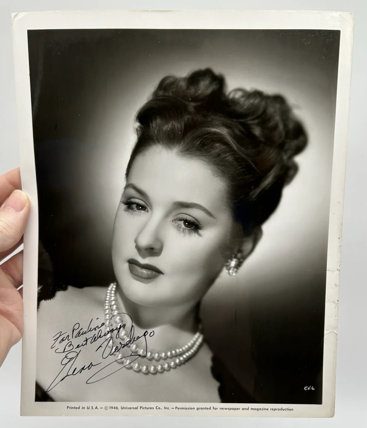 Elena Verdugo — ELENA VERDUGO ORIGINAL SIGNED PHOTO & NOTE Autograph JSA COA House Frankenstein, image 2
