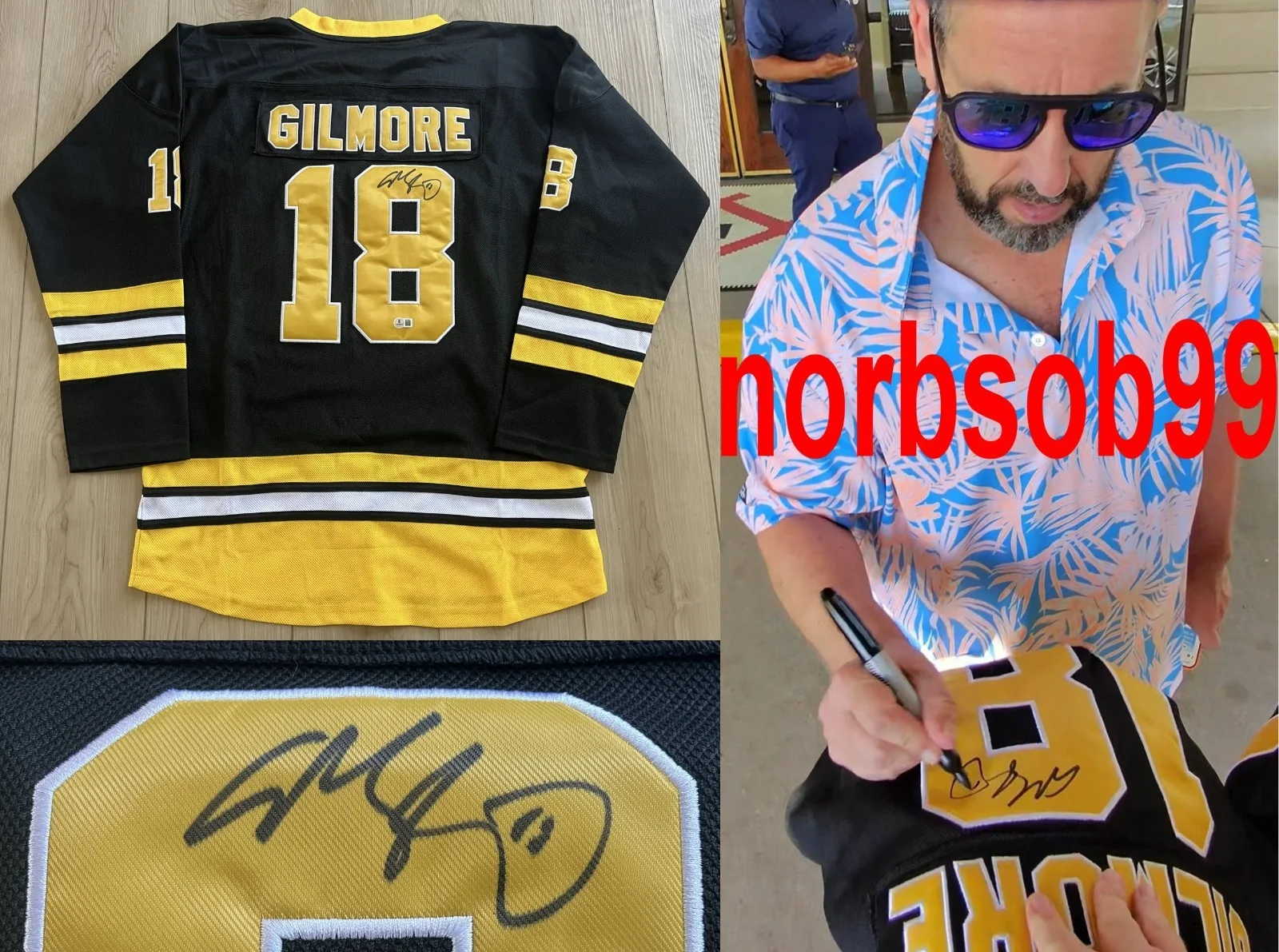 Adam Sandler — ADAM SANDLER SIGNED HAPPY GILMORE JERSEY w/EXACT VIDEO PROOF & BECKETT BAS COA