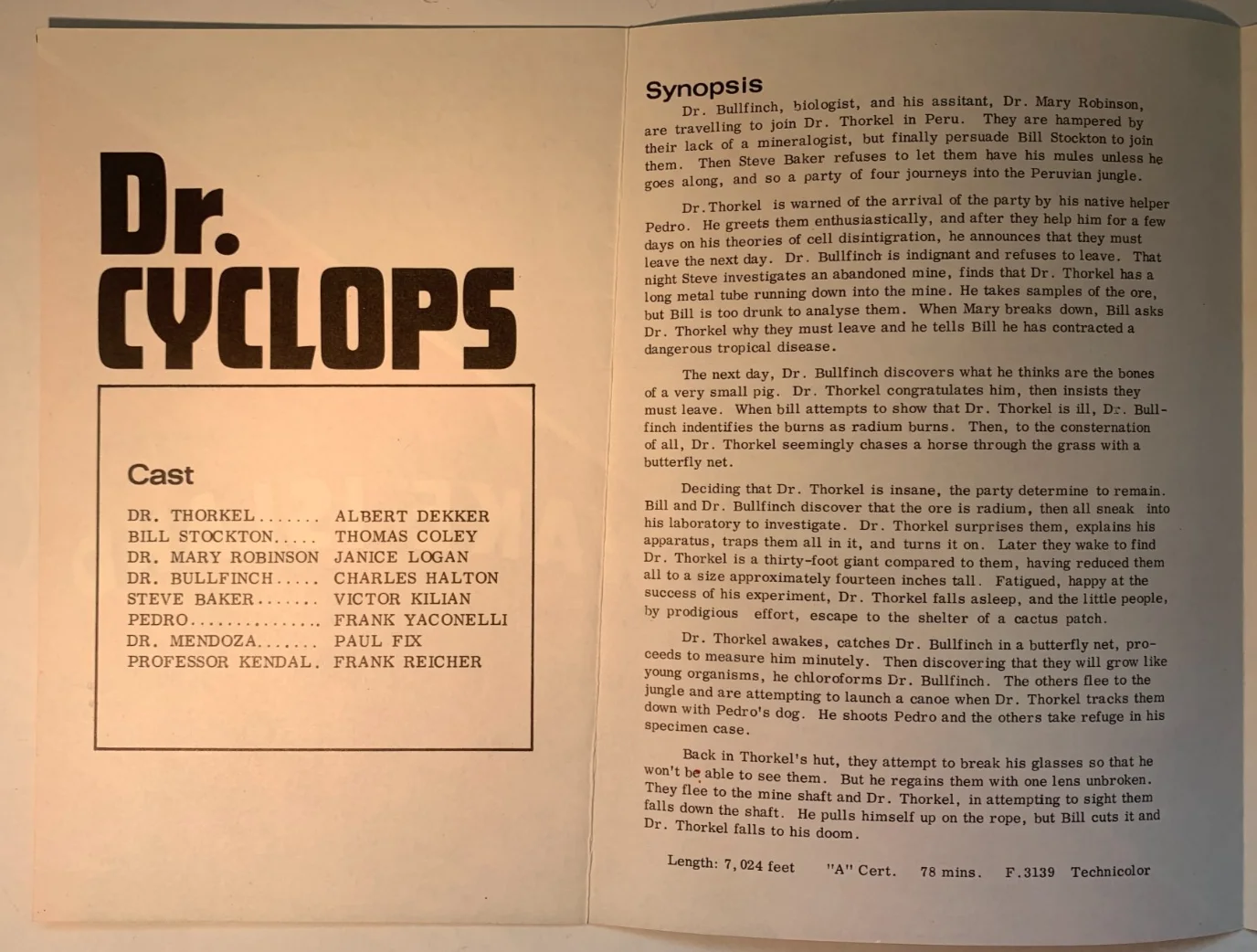Dr. Cyclops & Wake Island Vintage 1950s Double Feature UK 4 Page Press Kit, изображение 3