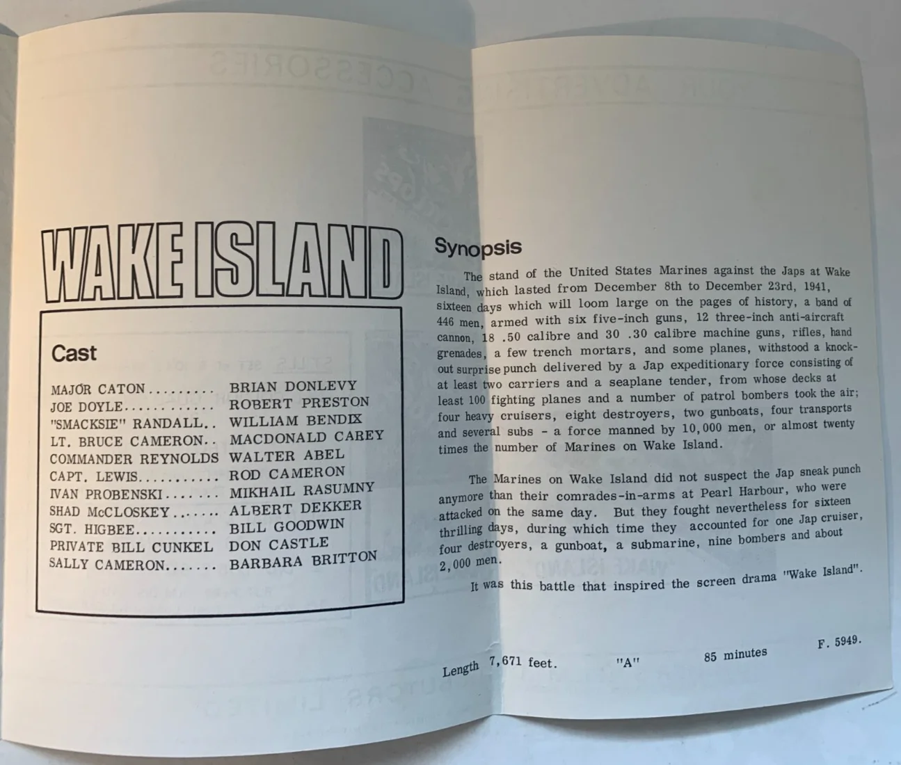 Dr. Cyclops & Wake Island Vintage 1950s Double Feature UK 4 Page Press Kit, изображение 4