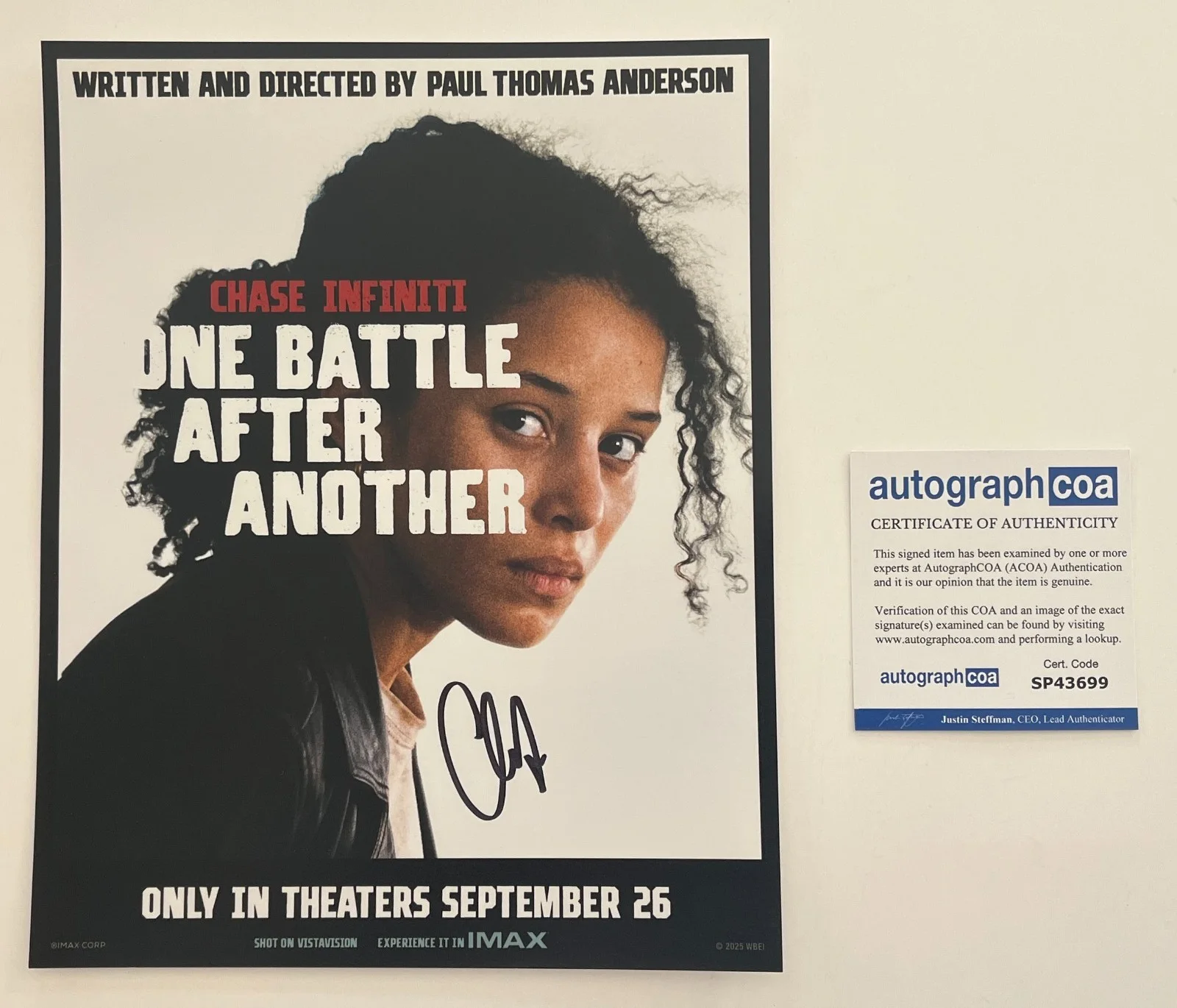 CHASE INFINITI SIGNED ONE BATTLE AFTER ANOTHER 8x10 PHOTO w/EXACT PROOF & COA, image 2