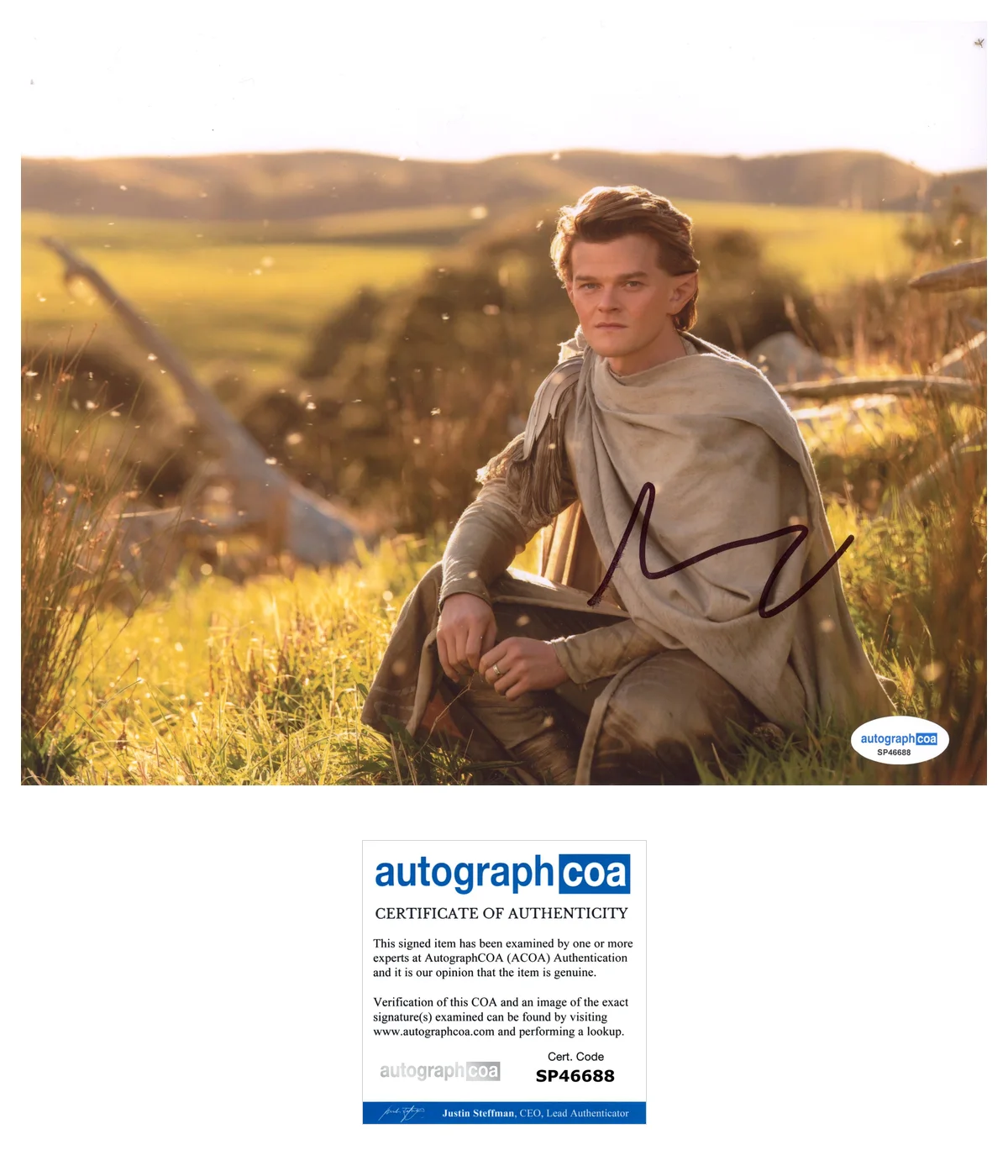 Robert Aramayo Rings of Power Autographed Signed 8x10 Photo ACOA, изображение 2