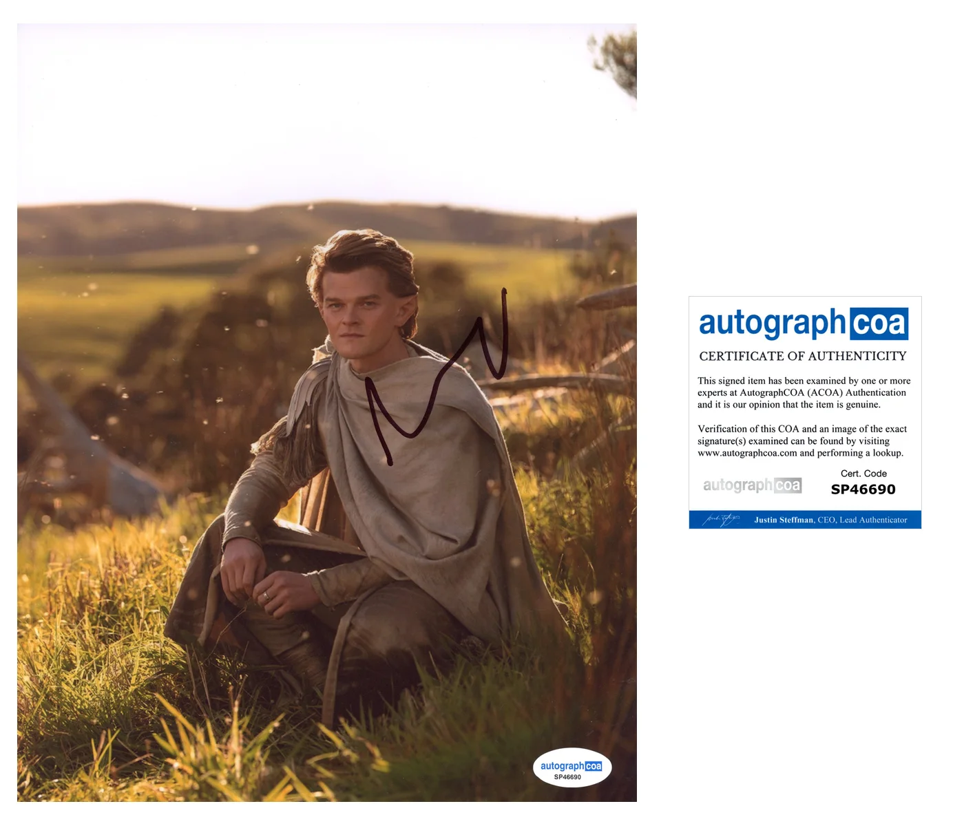 Robert Aramayo Rings of Power Autographed Signed 8x10 Photo ACOA, изображение 2