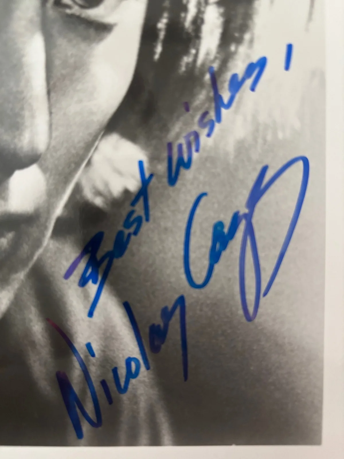 Nicolas Cage — Nicolas Cage – Signed (8” x 10”) Autographed black and white photo, image 2