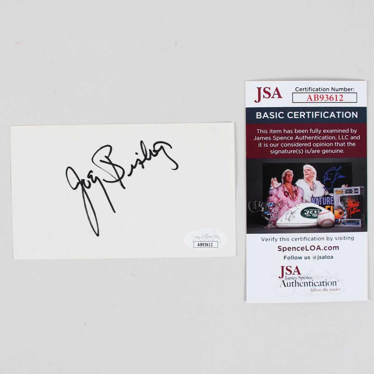 Joey Bishop Signed Index Card Rat Pack - COA JSA, image 3