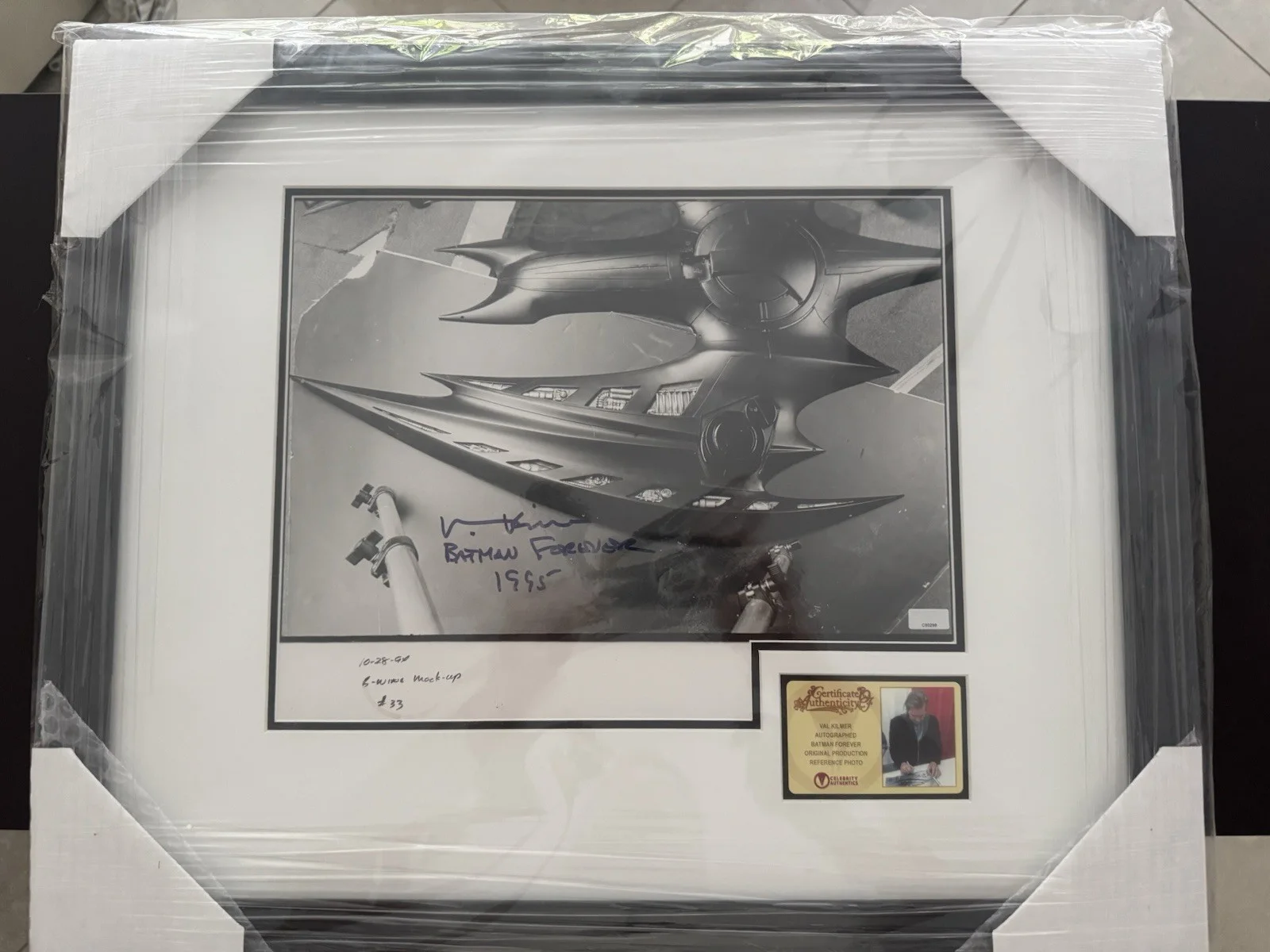 Val Kilmer — Val Kilmer Autographed Batman Forever Original Batwing Framed Reference Photo, image 5