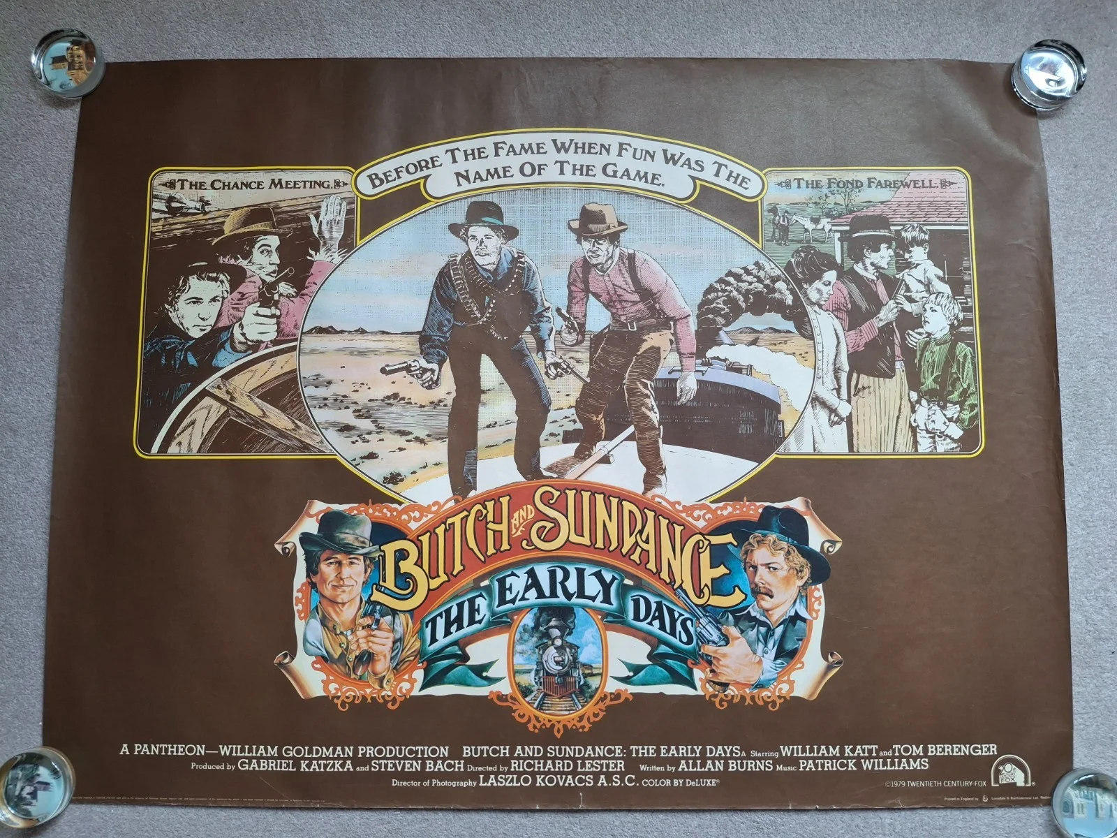 Butch and Sundance The Early Days Rare Original UK Cinema Movie Quad Film Poster, изображение 2